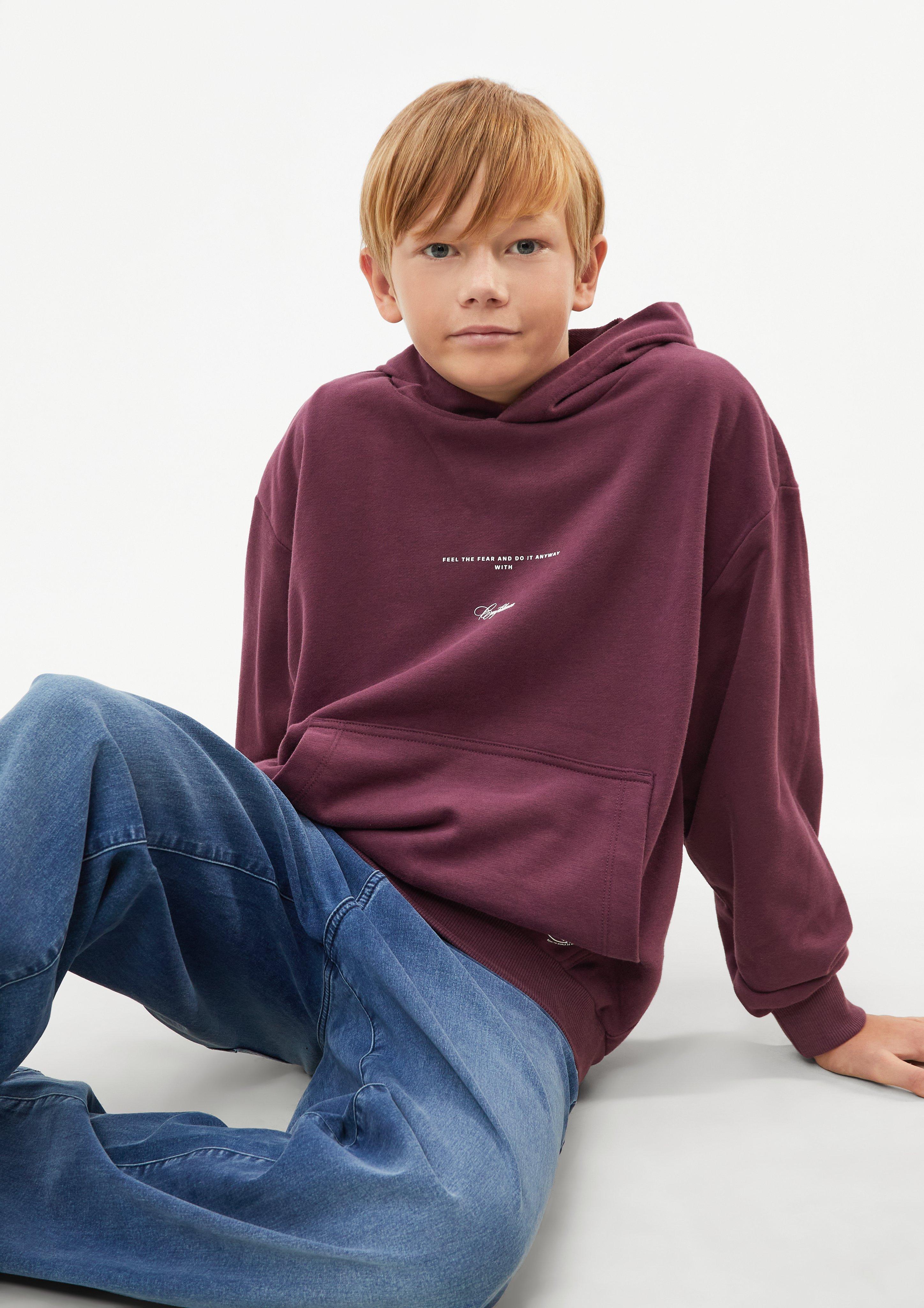 Deti Oversized mikina s kapucňou s nášivkou vo farbe červená od s.Oliver