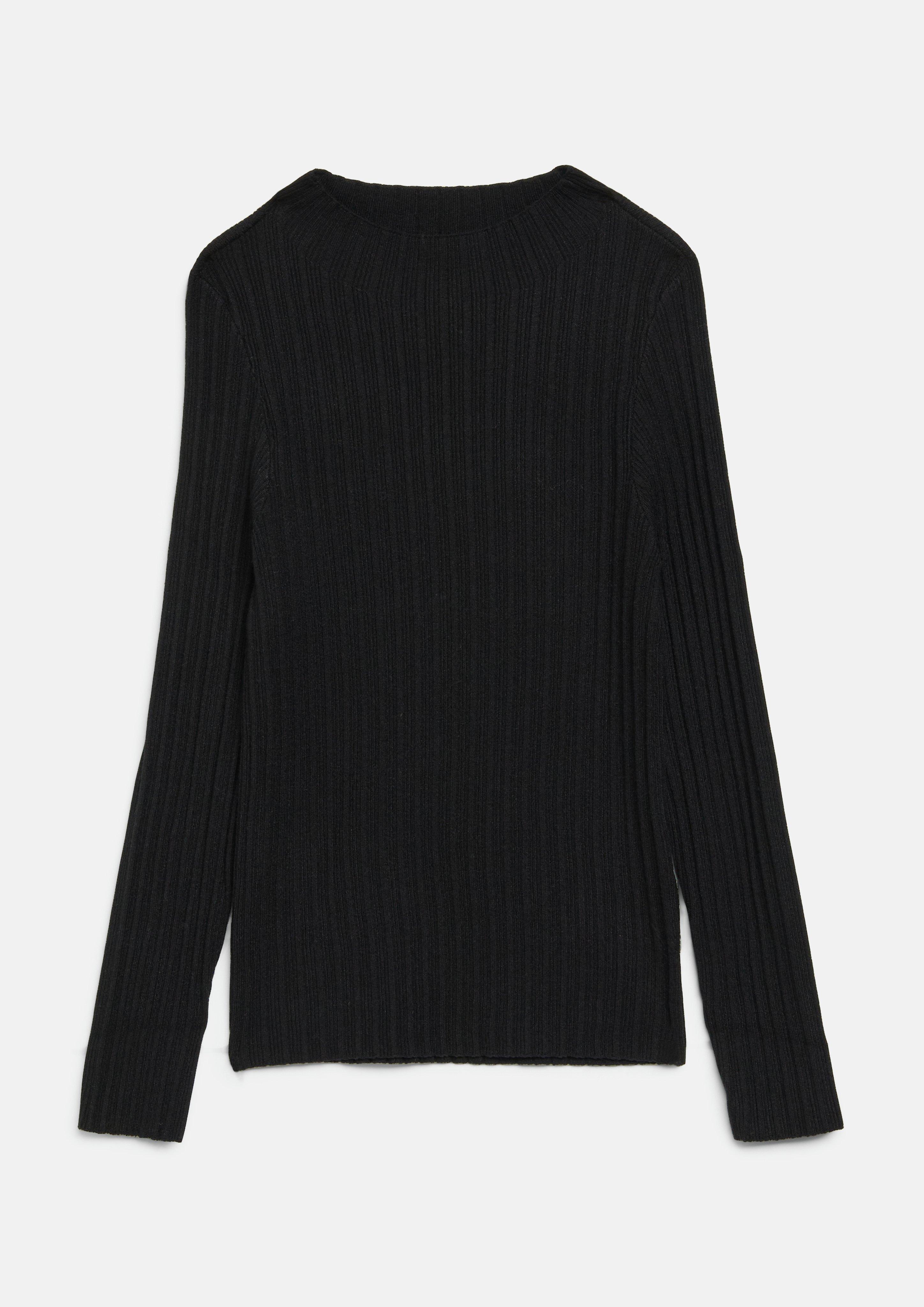 Slim-fit ribbed sweater with a stand-up collar in black by s.Oliver