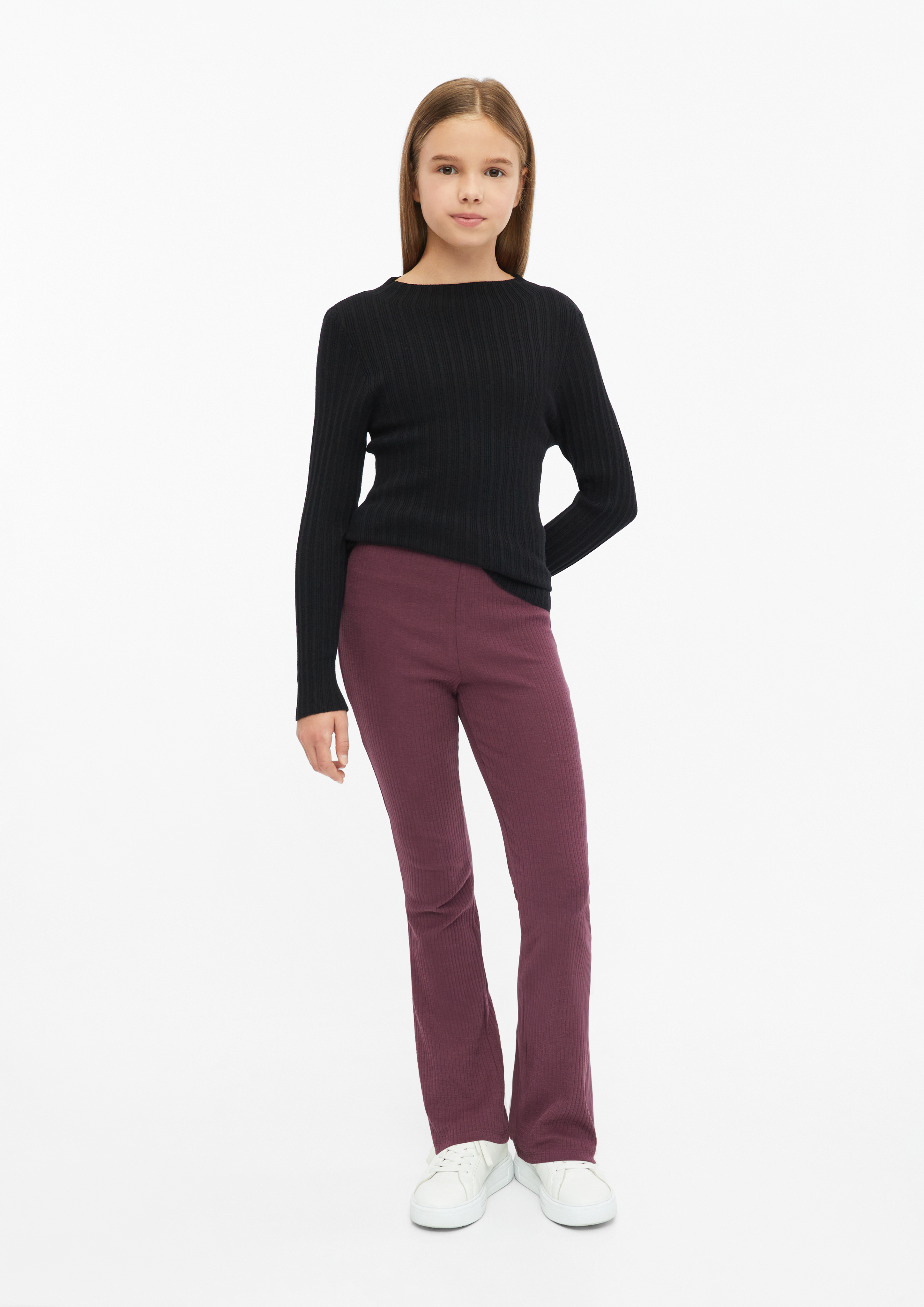 Deti Rebrovaný pletený pulóver Slim Fit so stojačikom vo farbe čierna od s.Oliver
