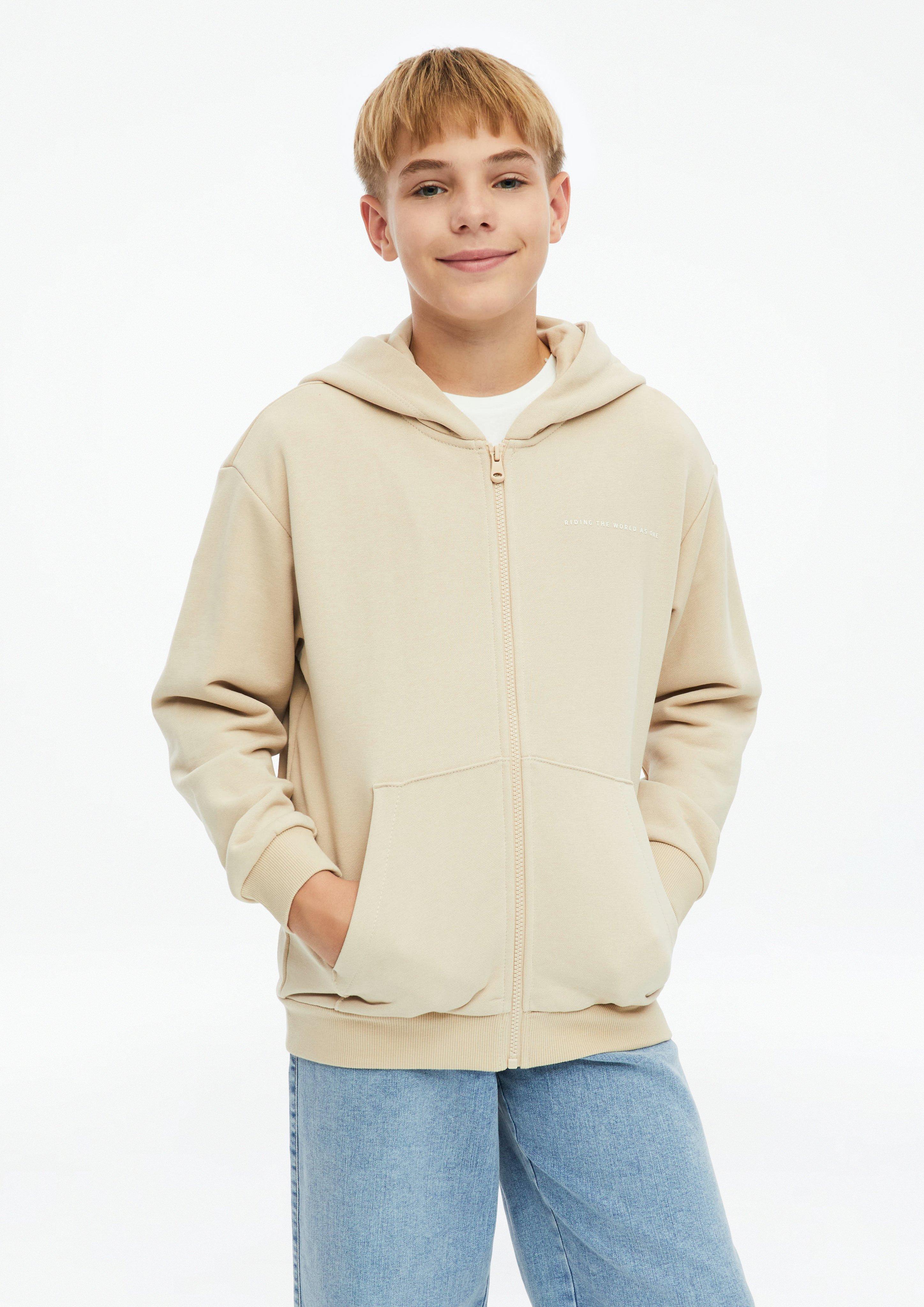 Veste sweat oversize avec poche kangourou et imprimés en beige de s.Oliver