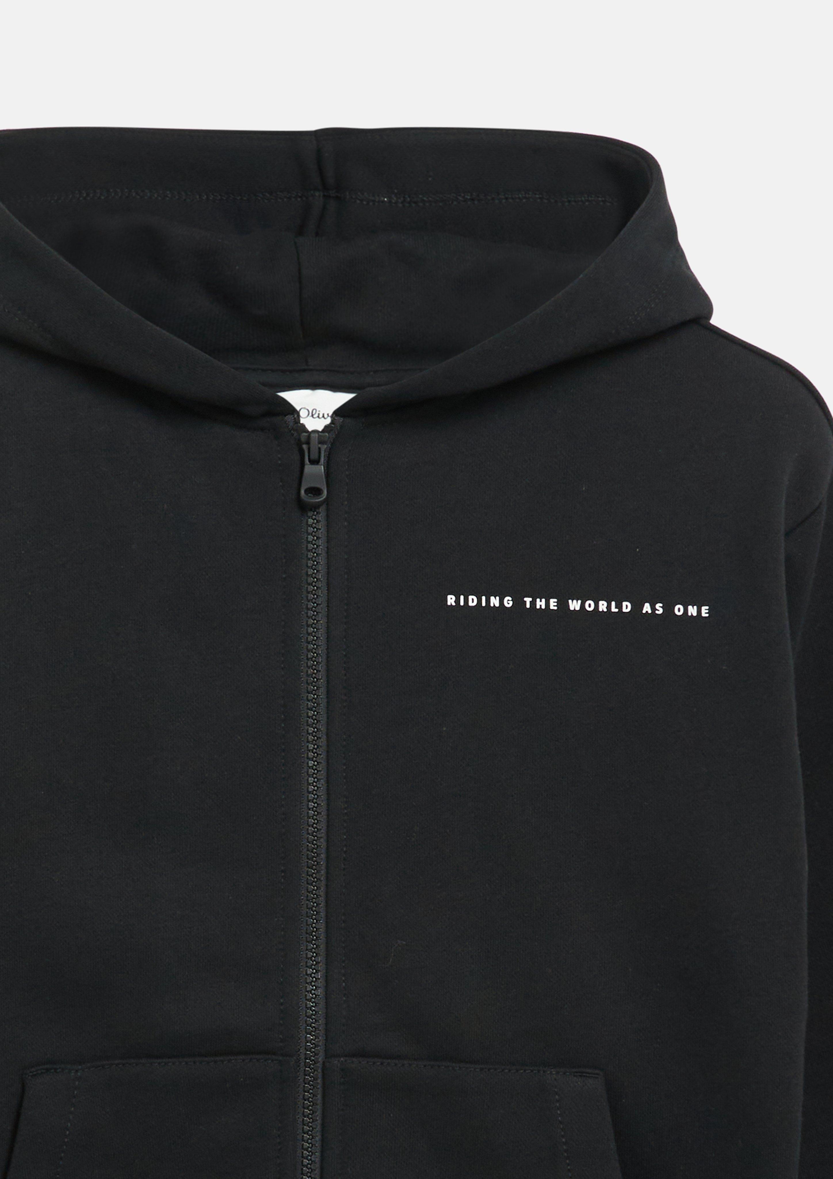 Junior Veste sweat oversize avec poche kangourou et imprimés en noir de s.Oliver