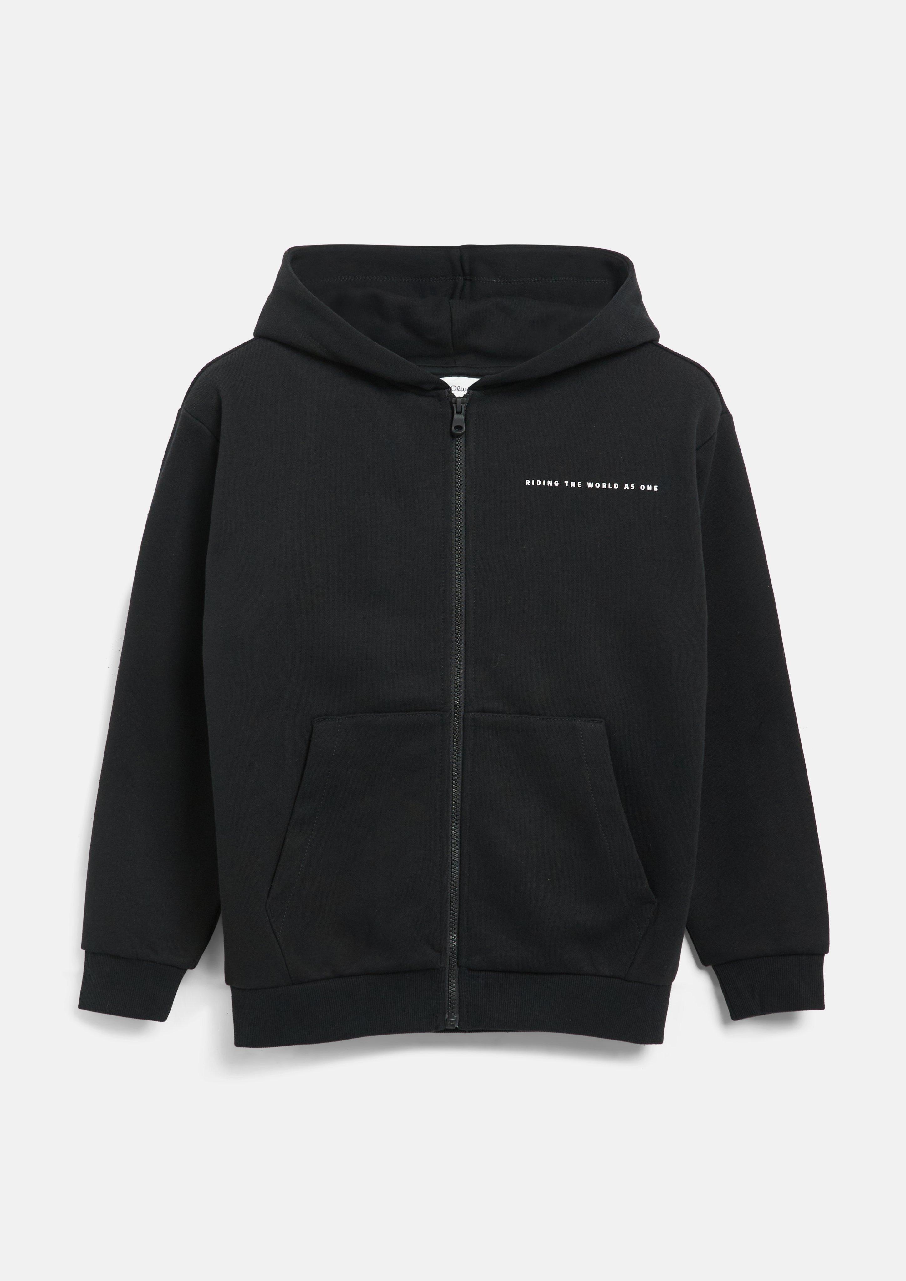 Veste sweat oversize avec poche kangourou et imprimés en noir de s.Oliver