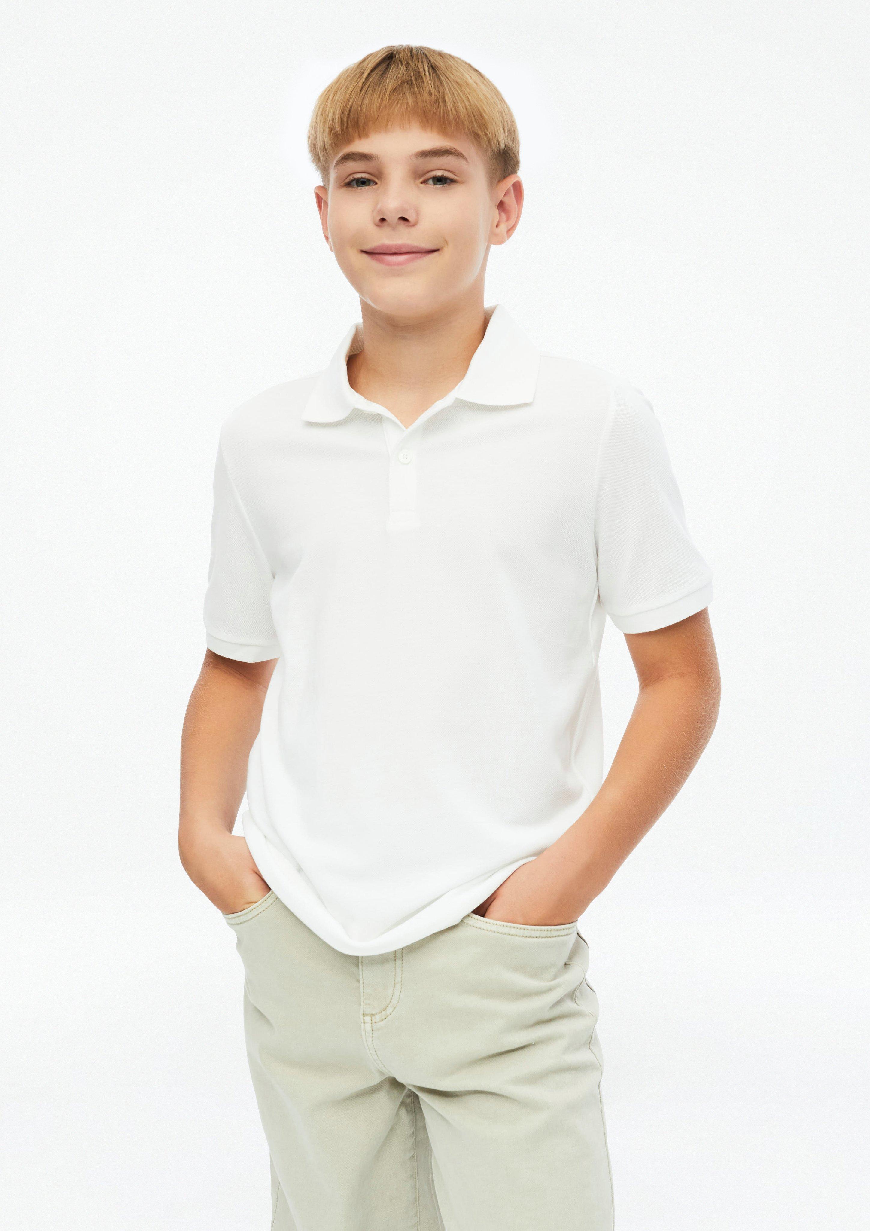 Cotton piqué polo shirt in white by s.Oliver