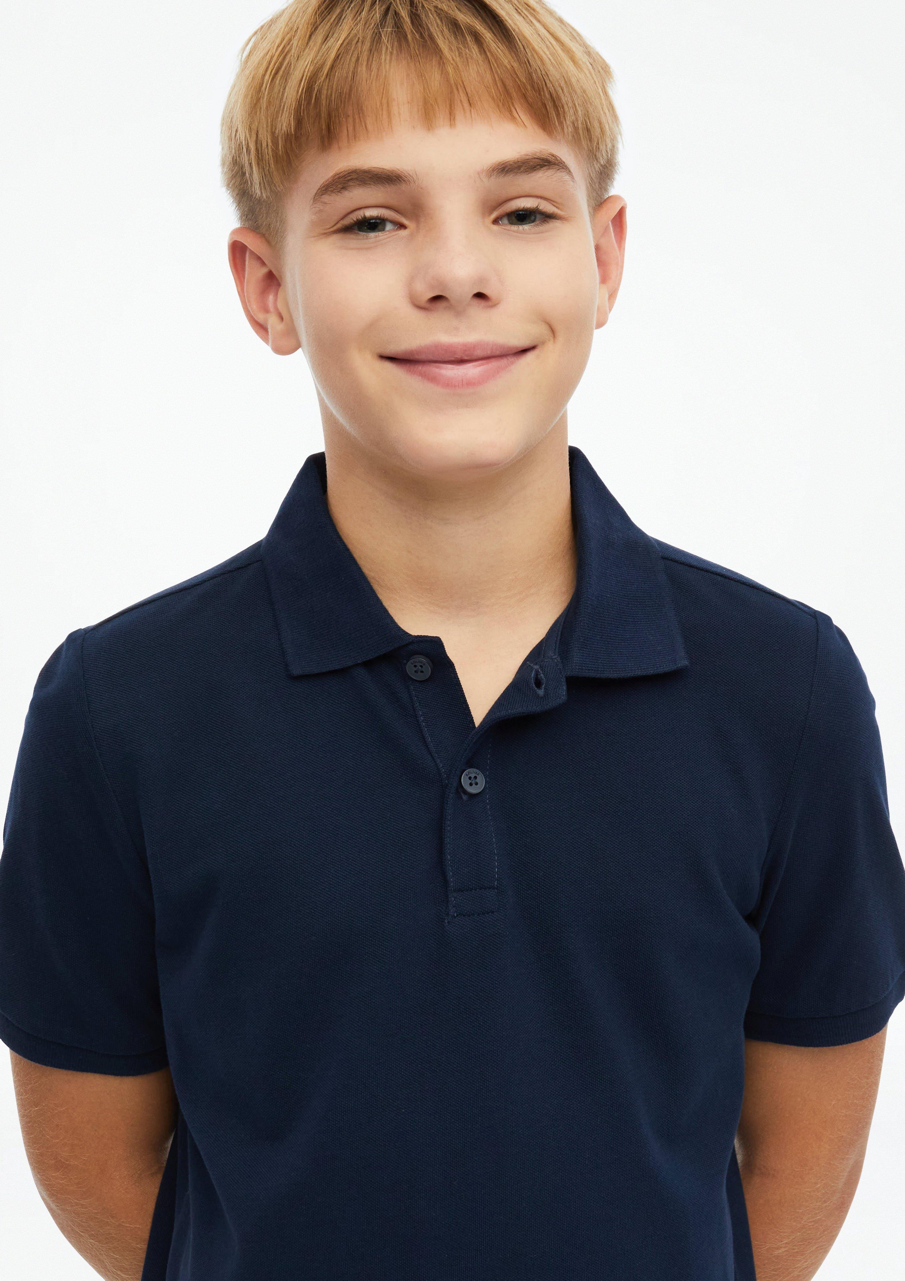 Kids Cotton piqué polo shirt in blue by s.Oliver