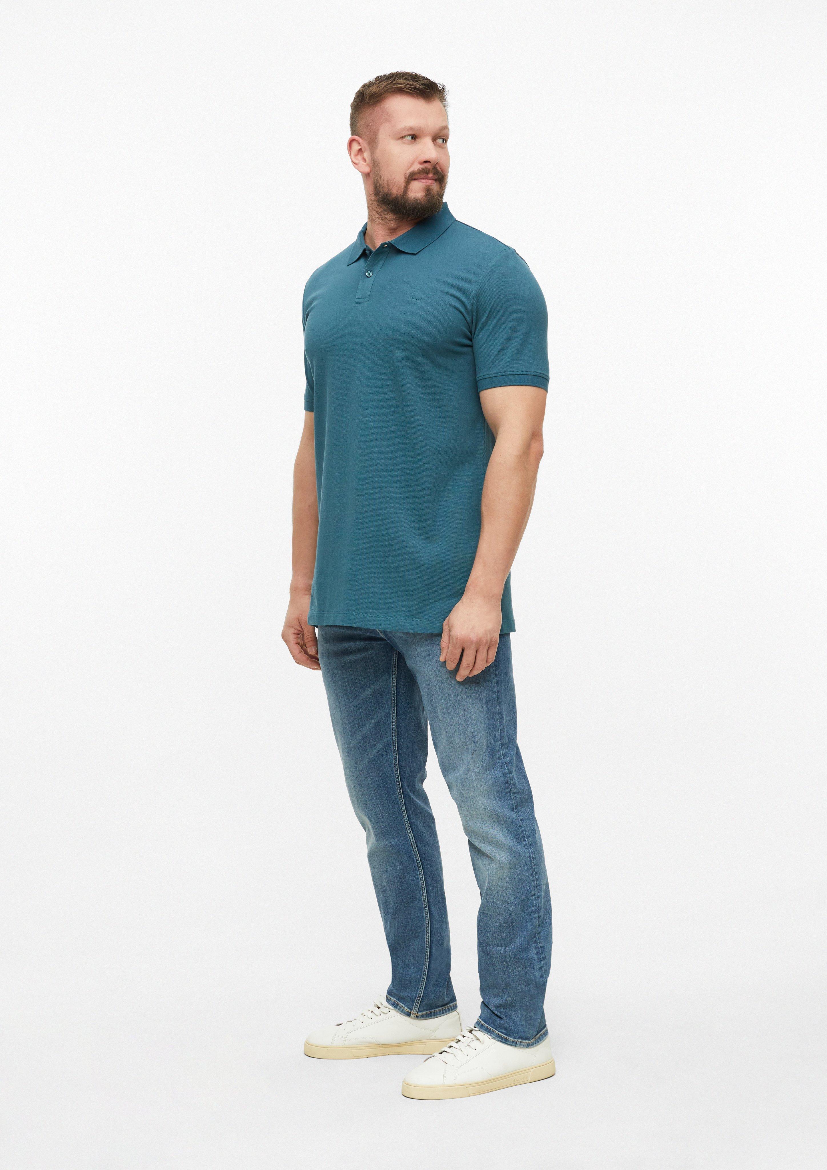Pánové tričko s límečkem v barvě modrá od s.Oliver Men Tall Sizes