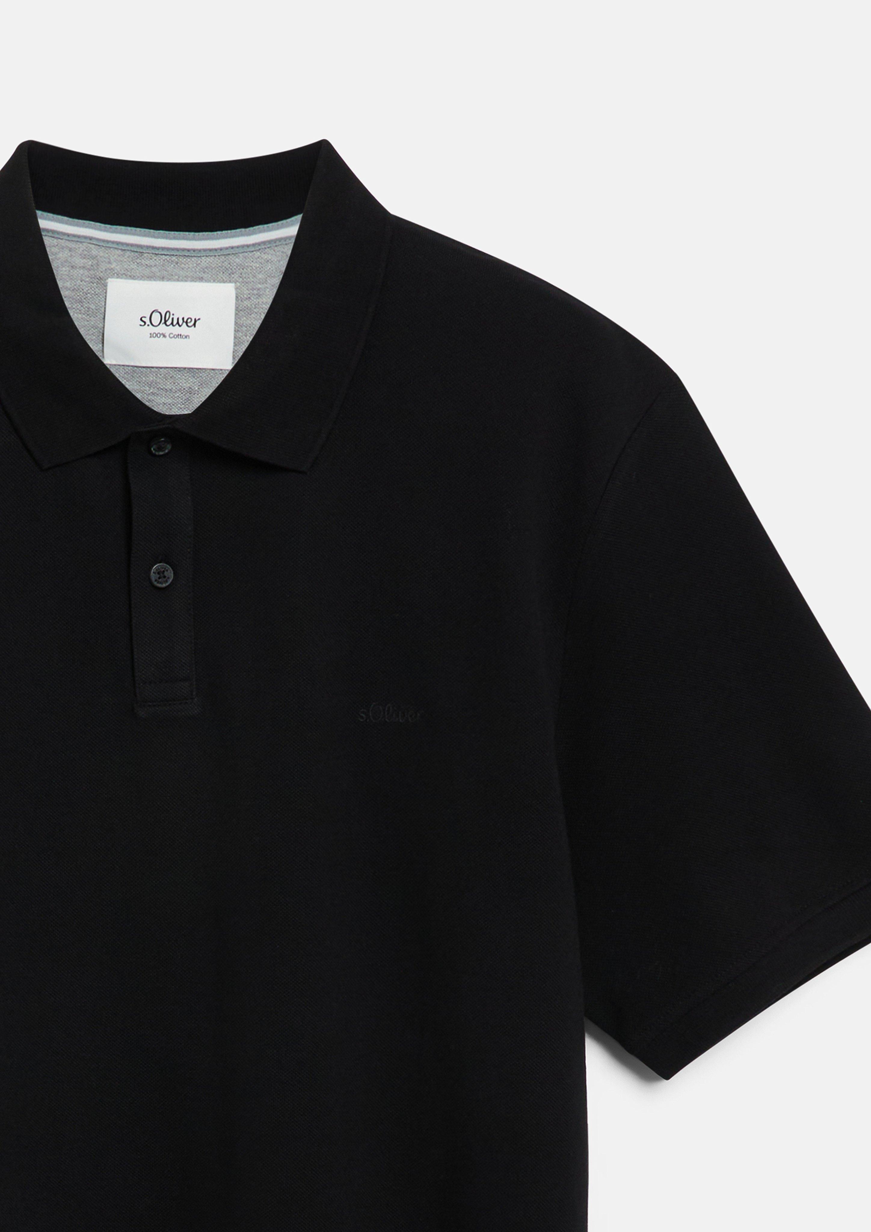 Men Polo Shirt in black by s.Oliver Men Tall Sizes