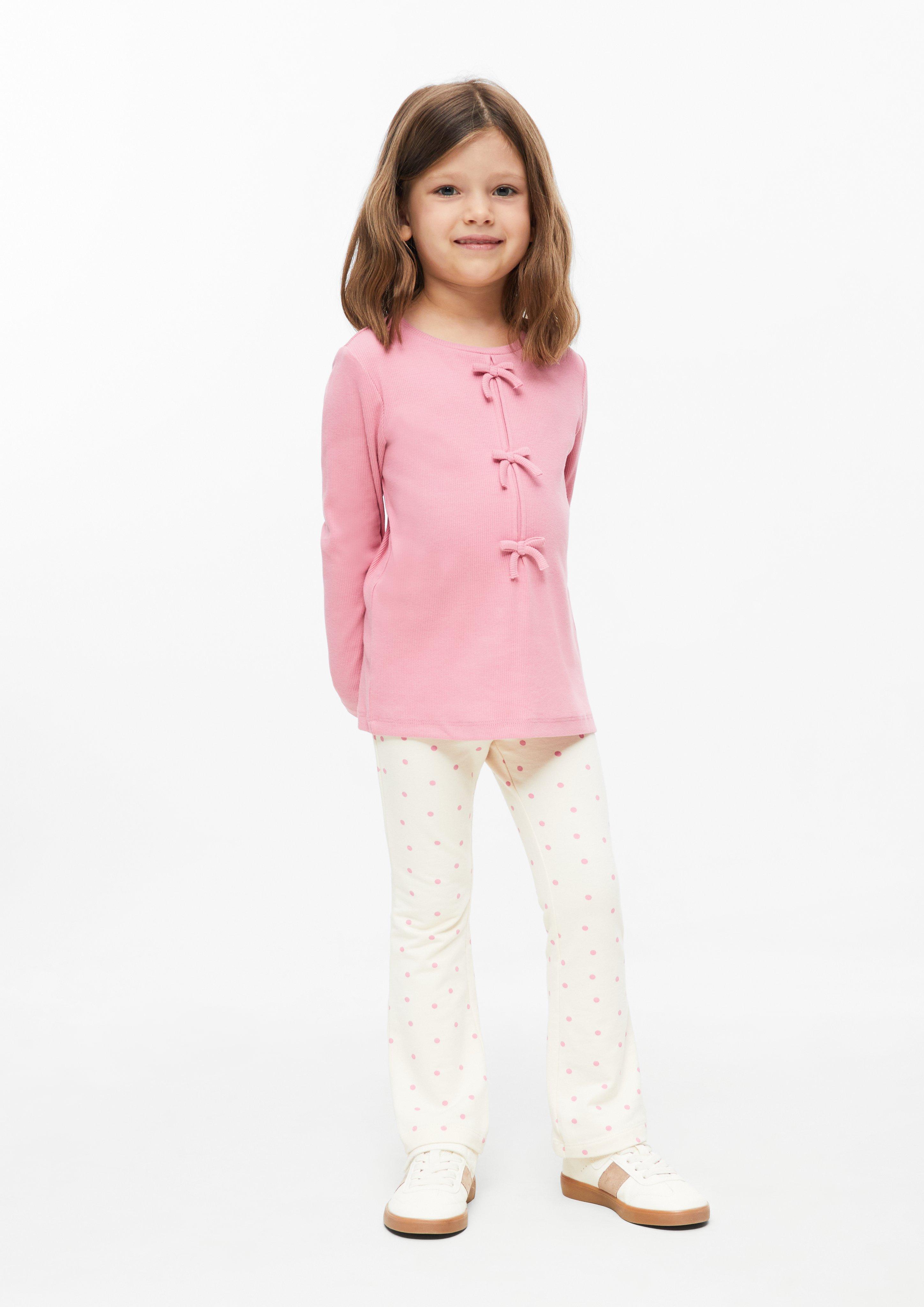 Kinder Flared-Leg-Leggings mit Glitzerbund und All-over-Print in creme von s.Oliver