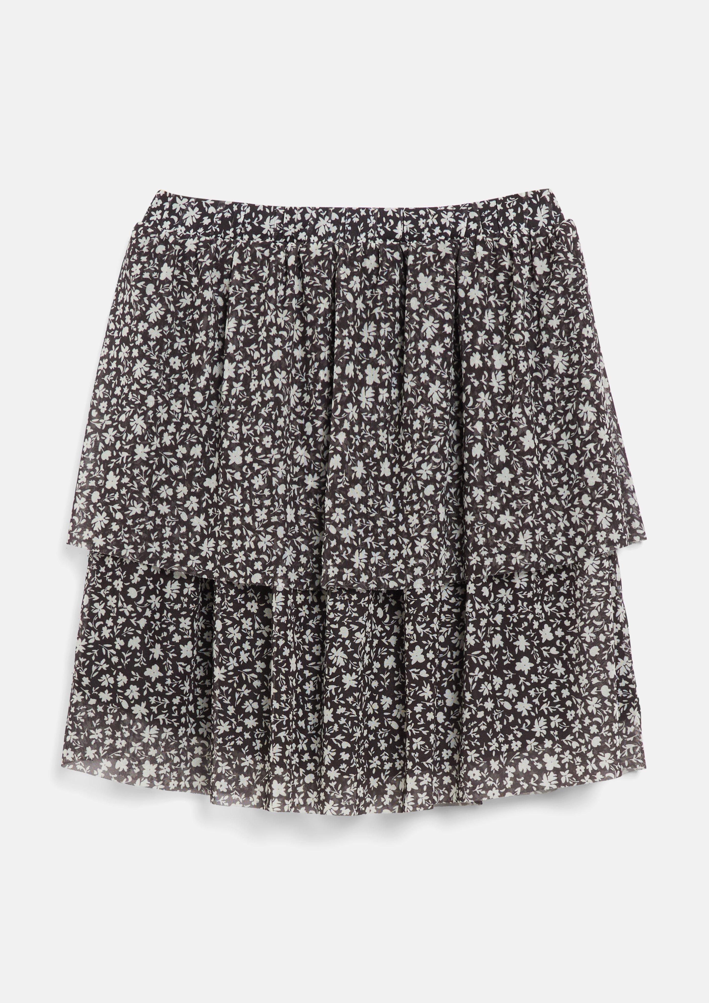 Kinder Mesh-Rock mit All-over-Print und integrierter Shorts in schwarz von s.Oliver