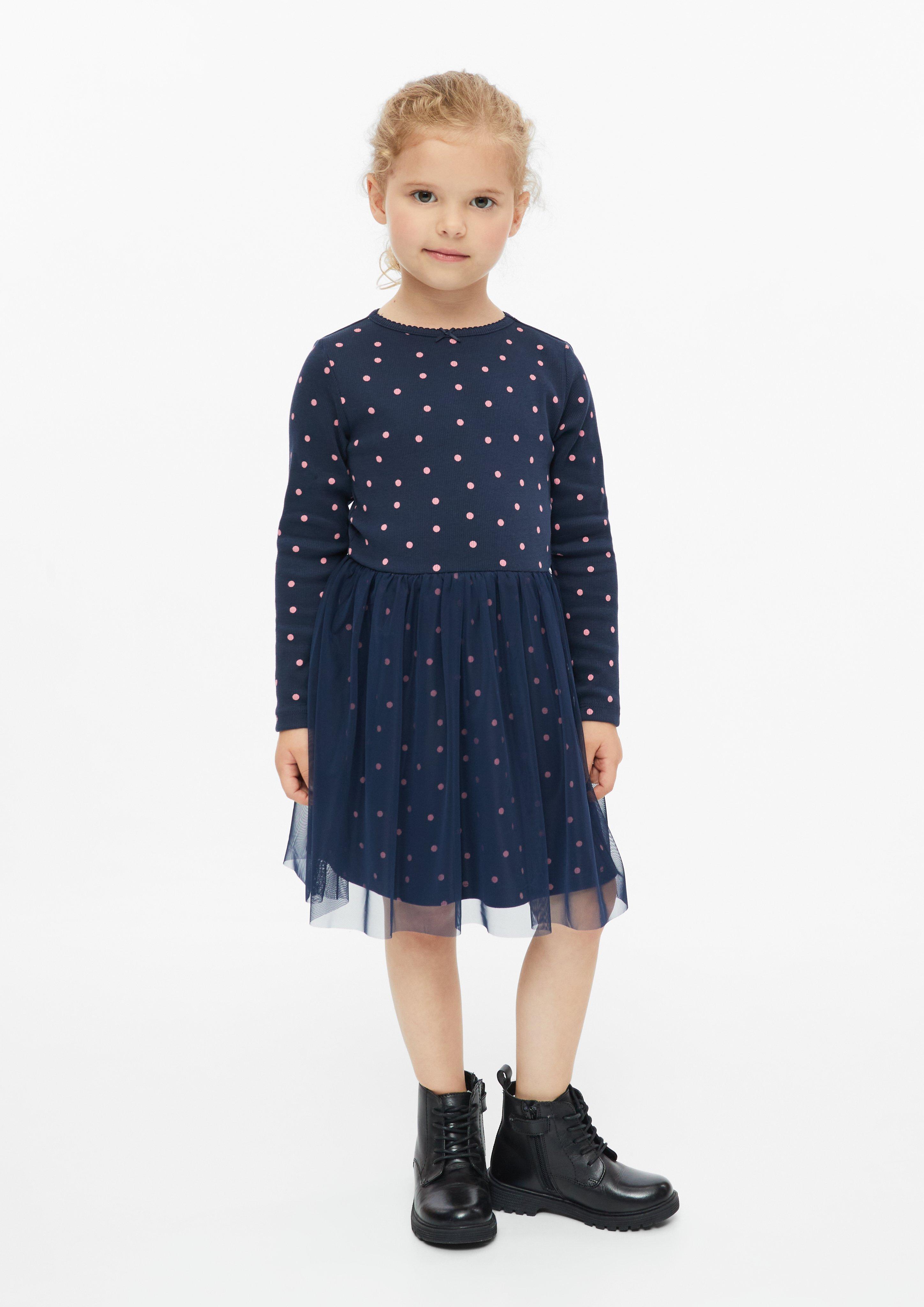 Kinder Kurzes Rippkleid mit All-over-Print mit Tüllrock in navy von s.Oliver