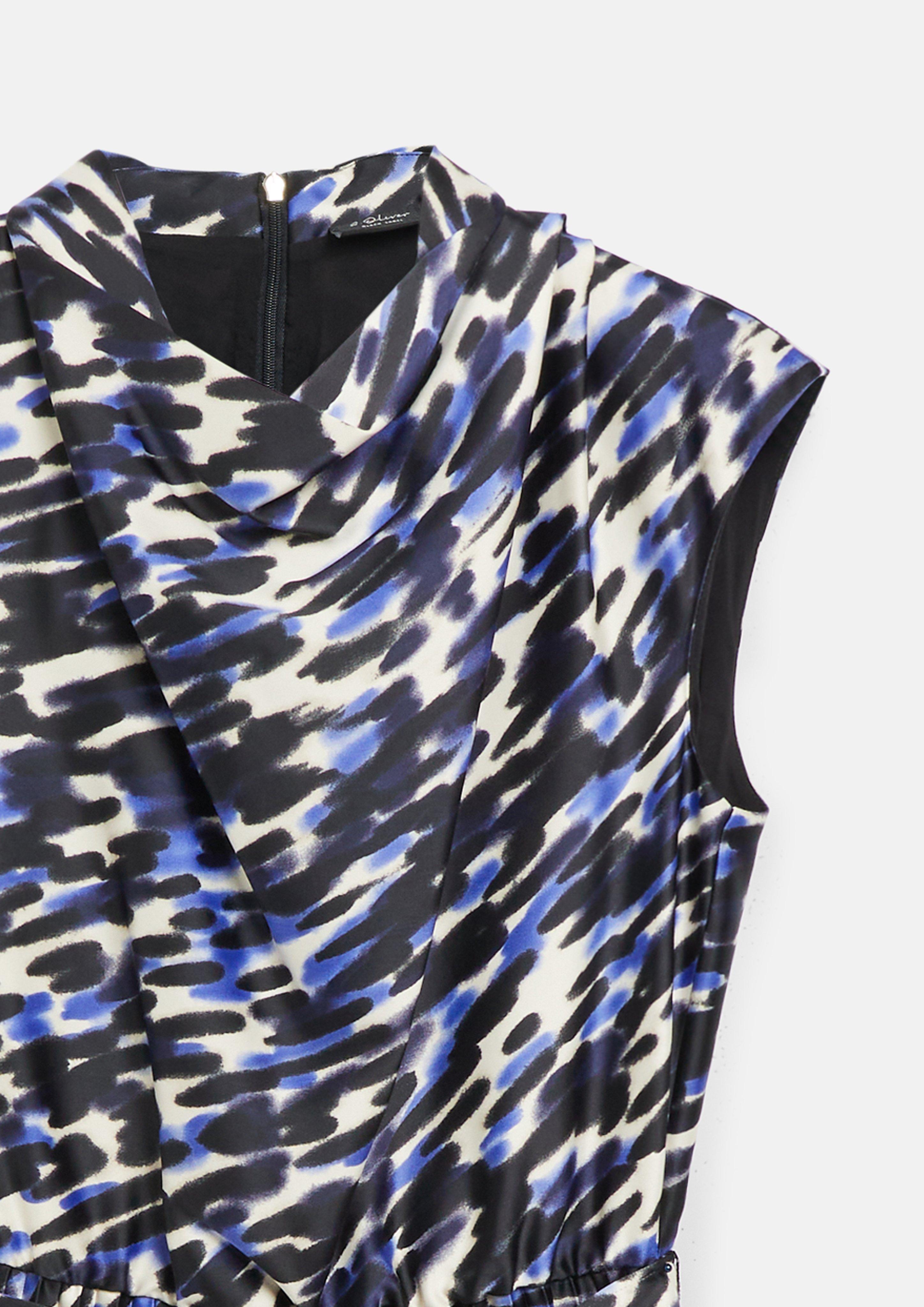 Femmes Robe en satin à encolure en cascade et plissée en crème de s.Oliver BLACK LABEL