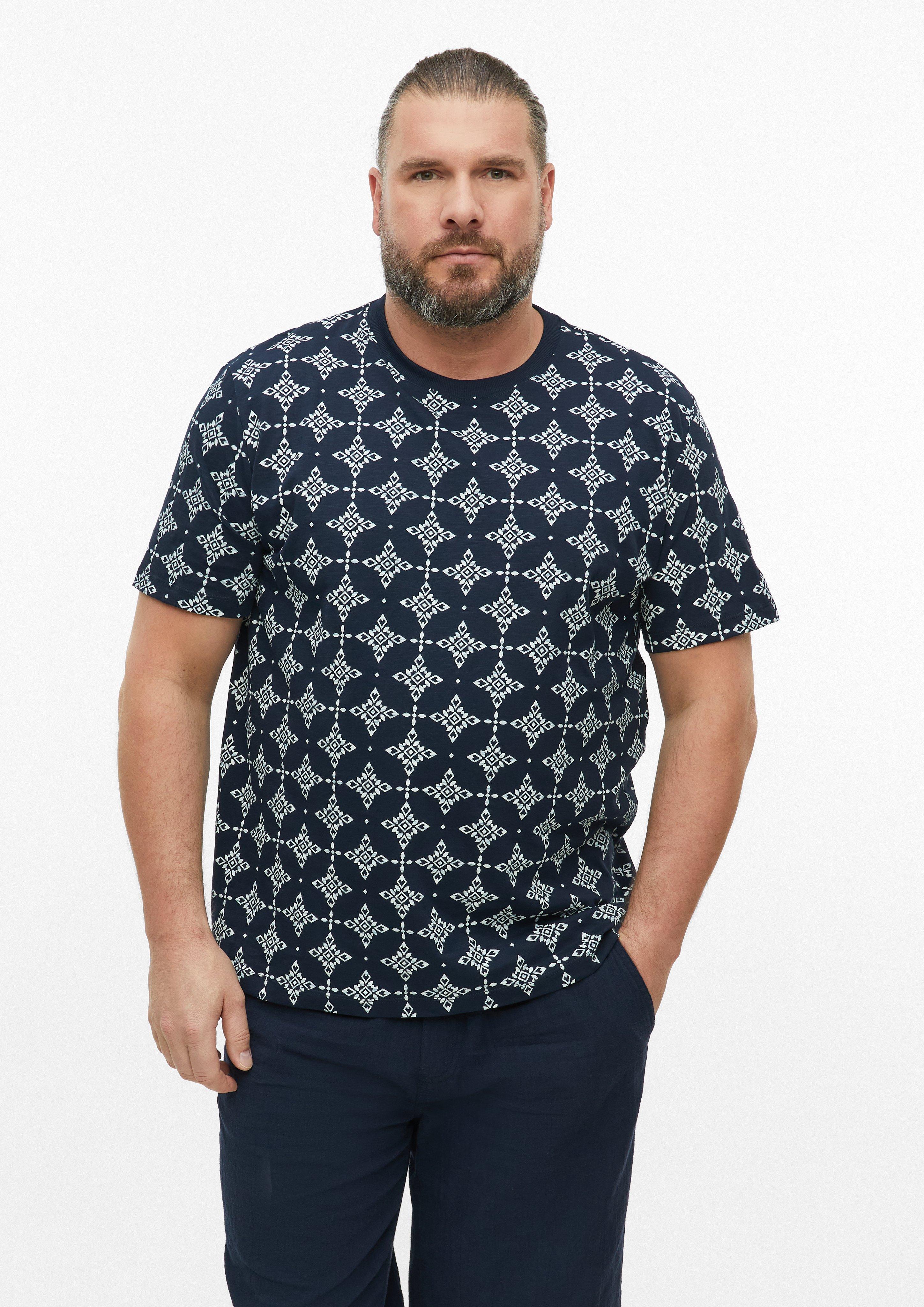 Heren Vlamgaren overhemd met all-over print in  van s.Oliver Men Big Sizes
