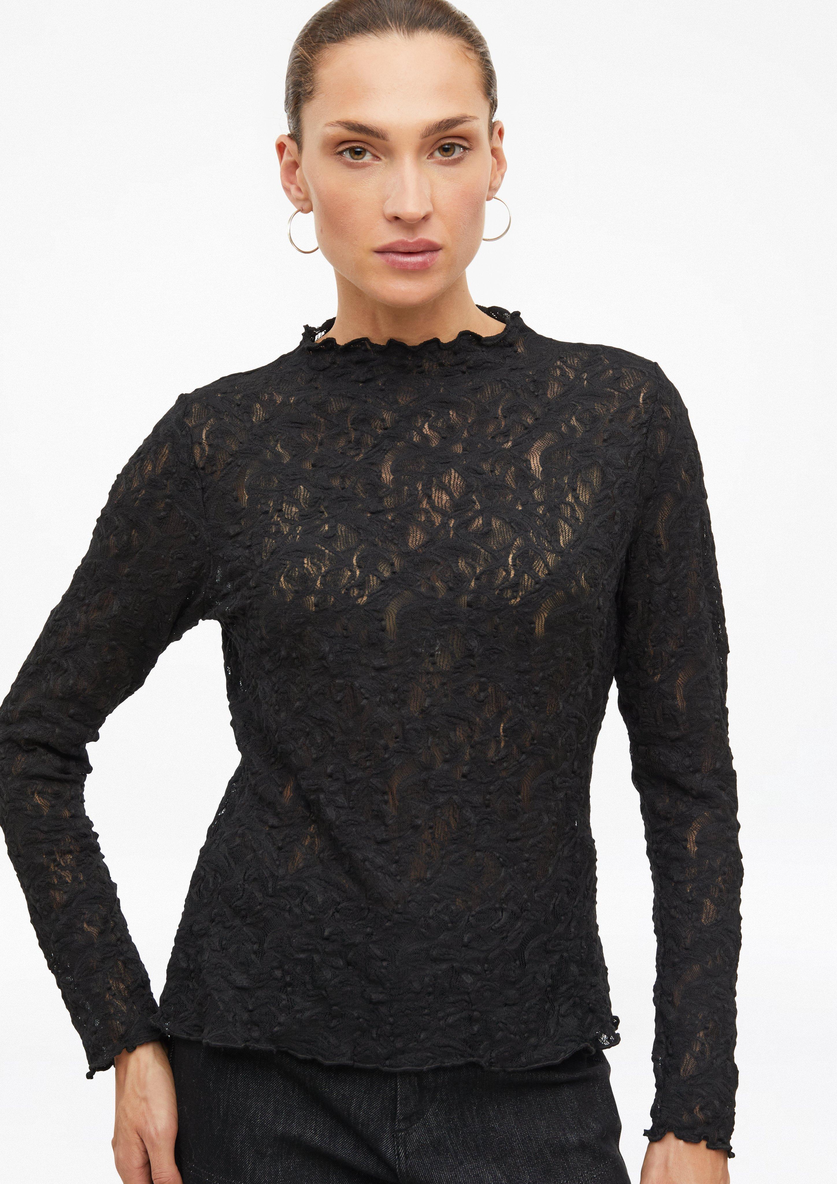 Women Sheer long-sleeve lace top in black by s.Oliver BLACK LABEL