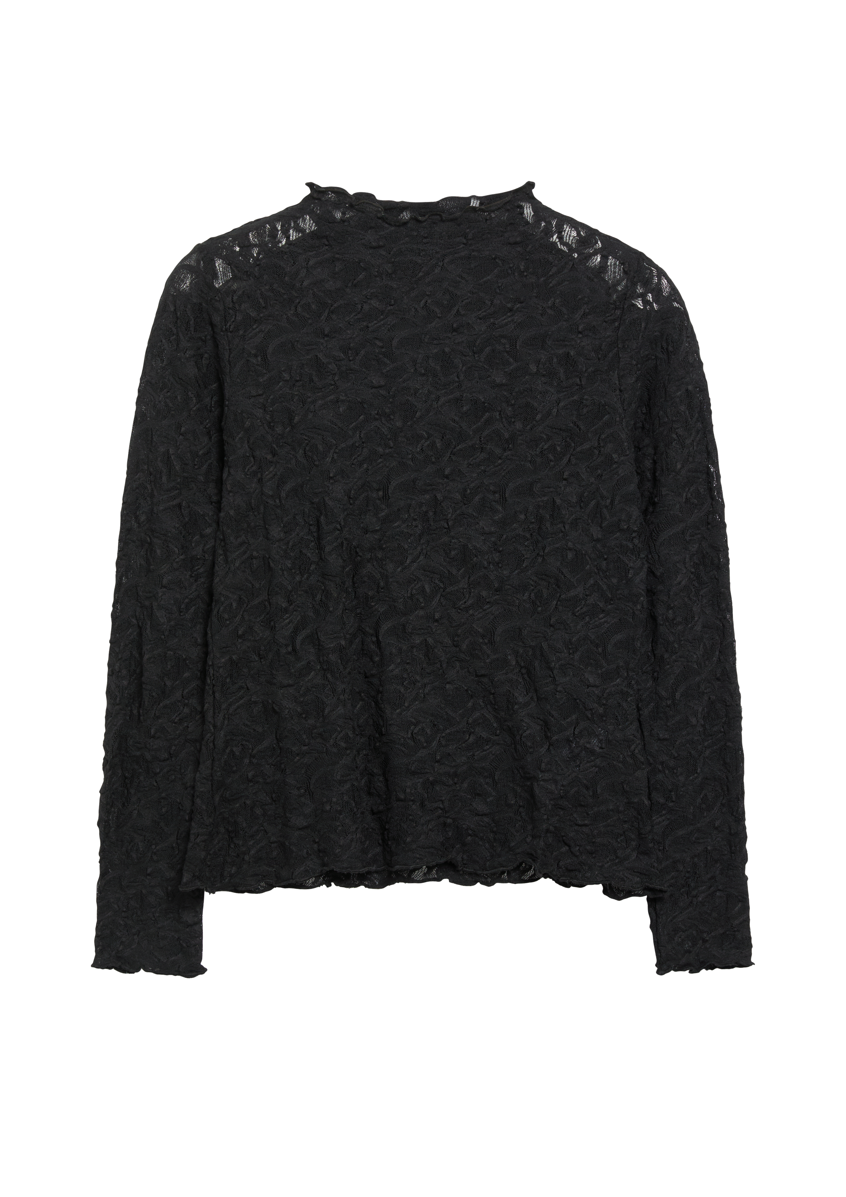 Doorschijnend shirt met lange mouwen van kant
