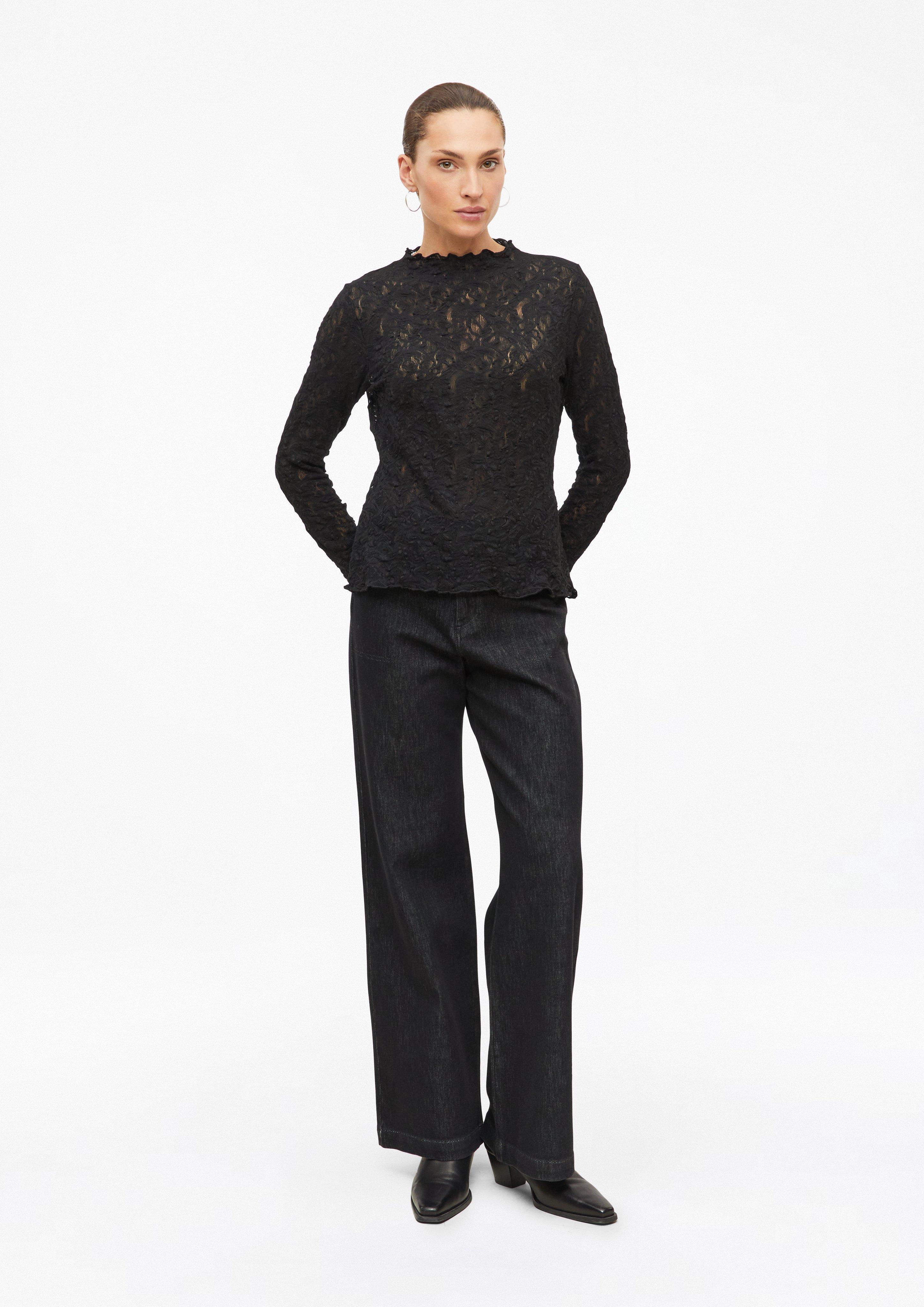 Women Sheer long-sleeve lace top in black by s.Oliver BLACK LABEL