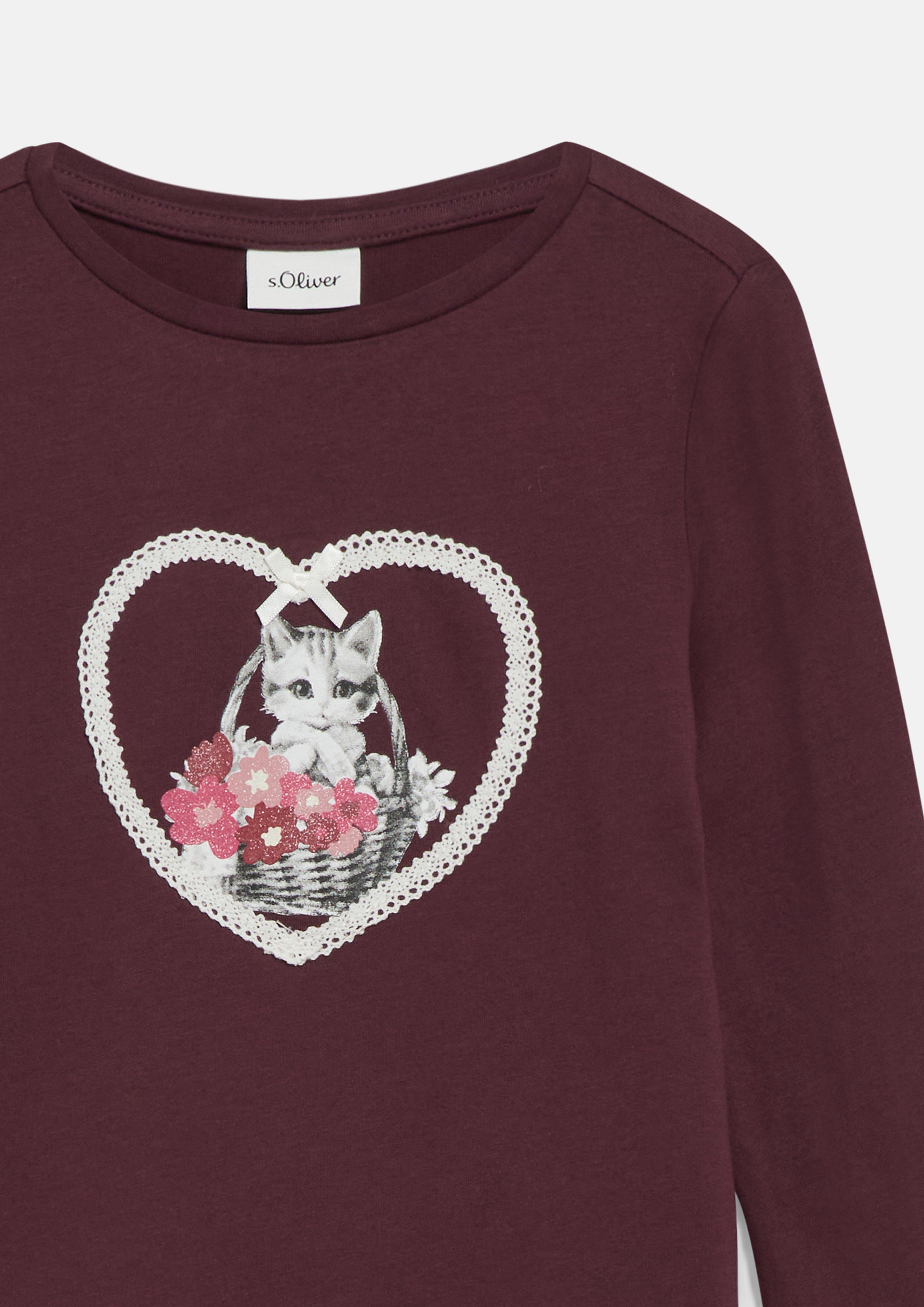 Junior T-shirt met kunstafbeelding in rood van s.Oliver