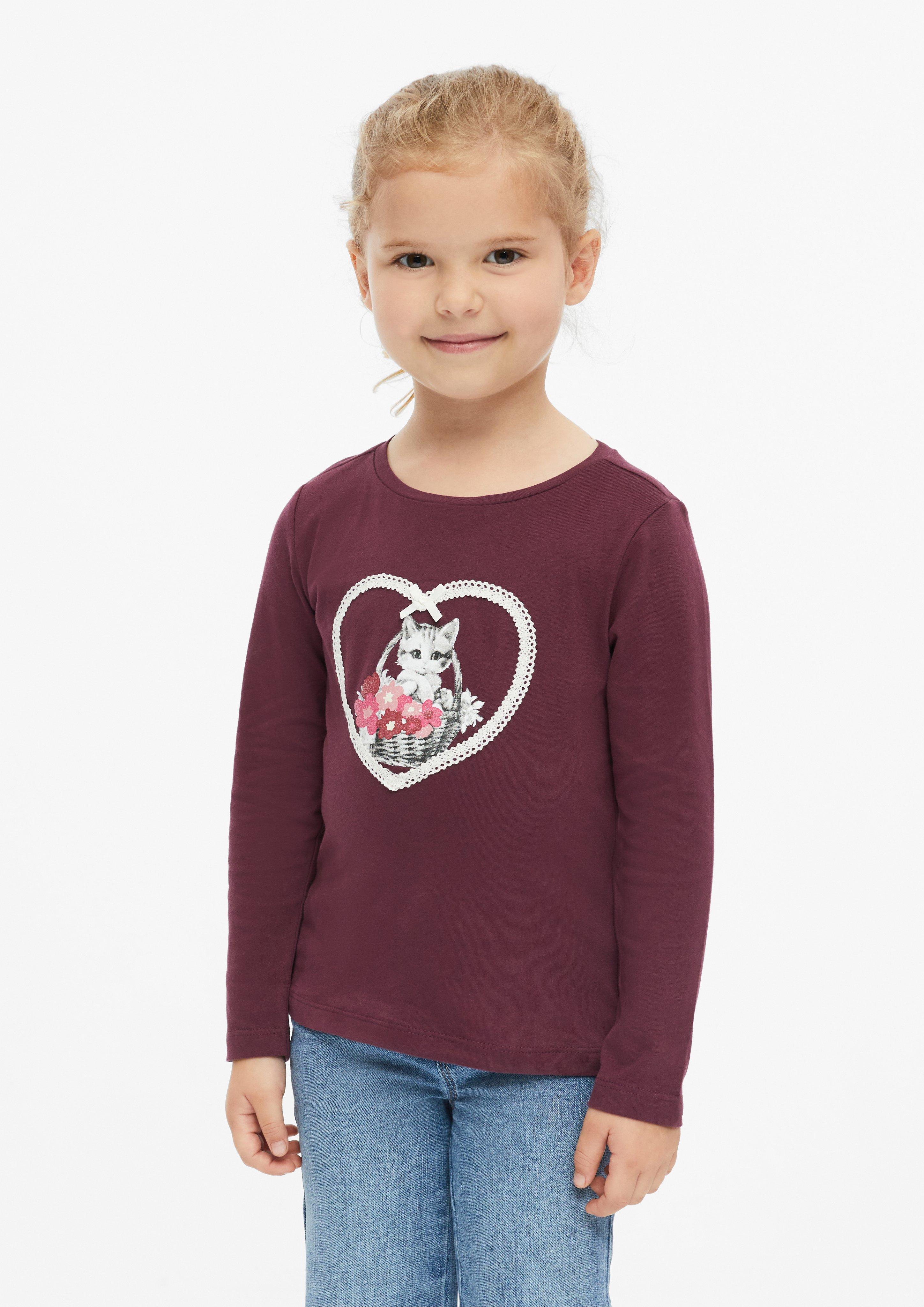 Kinder T-Shirt mit Artwork in bordeaux von s.Oliver