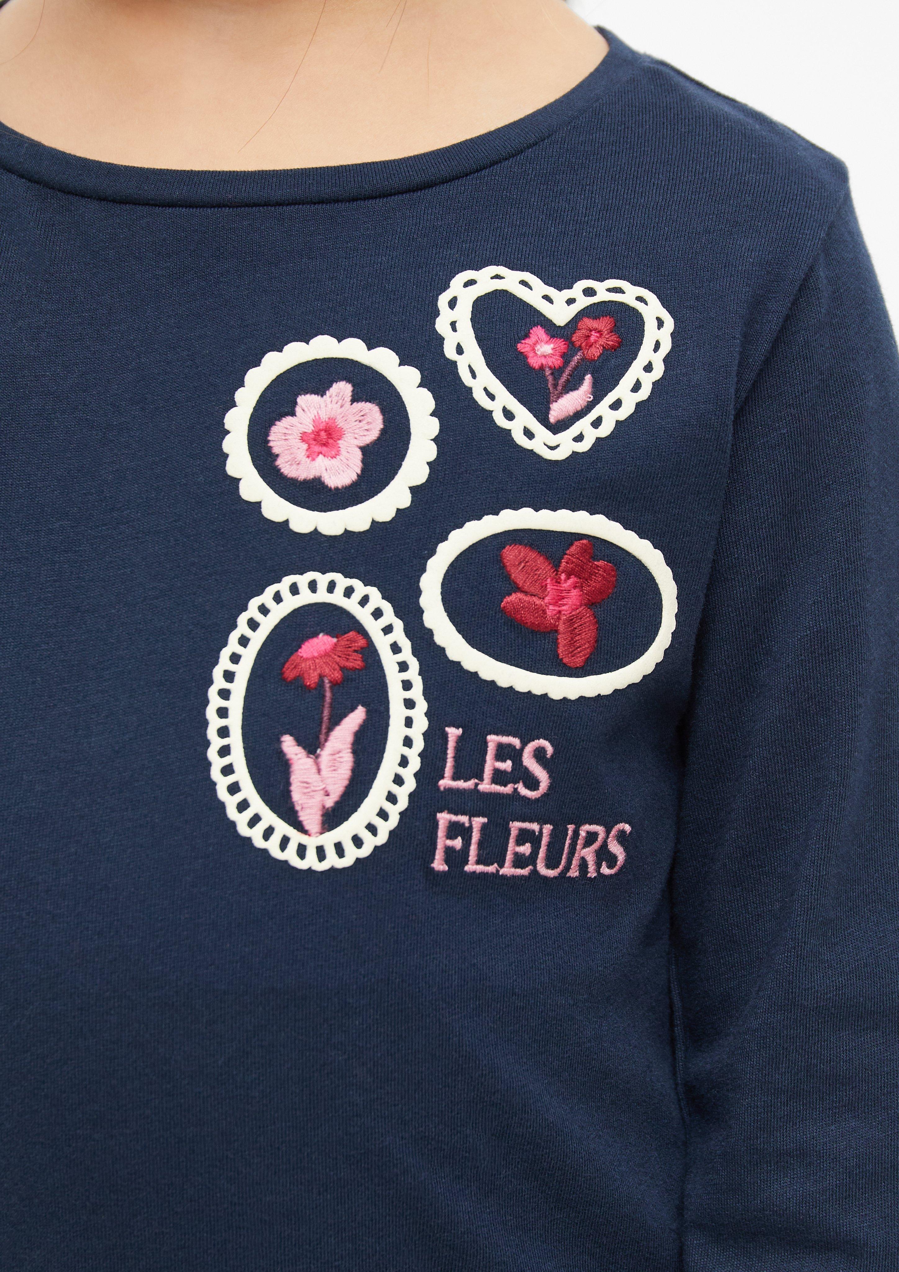 Junior T-shirt met kunstafbeelding in blauw van s.Oliver