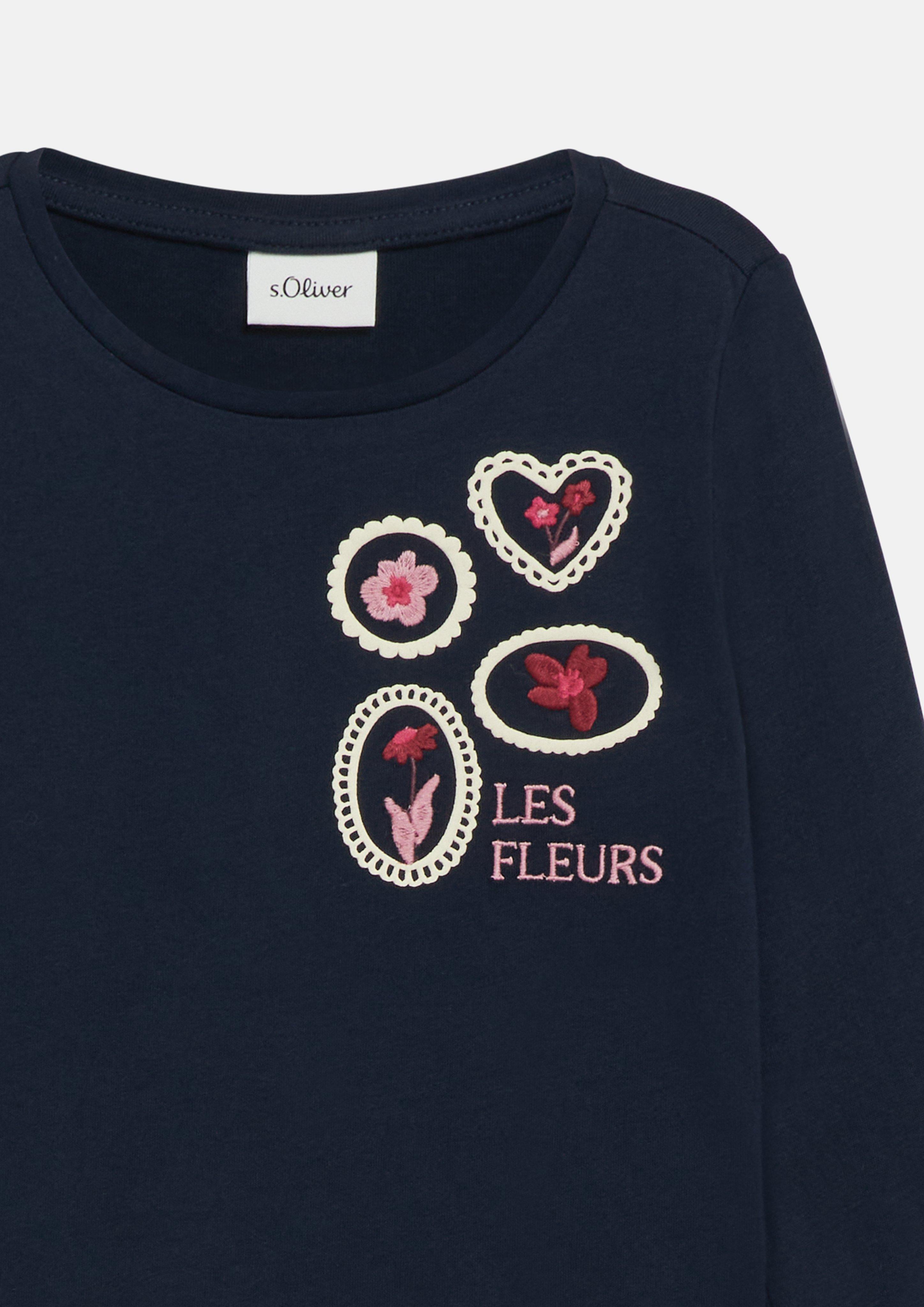 Junior T-shirt met kunstafbeelding in blauw van s.Oliver