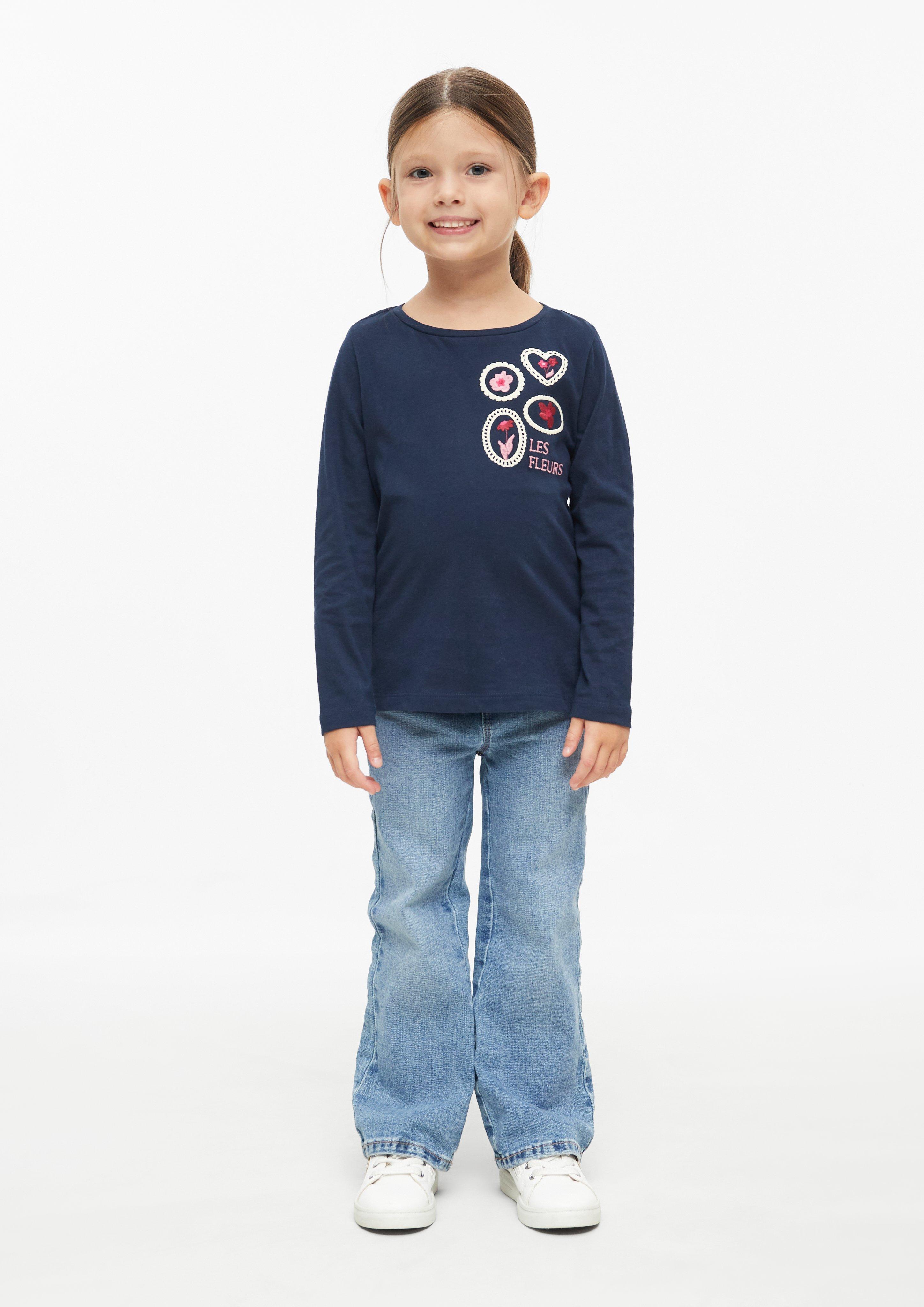 Junior T-shirt met kunstafbeelding in blauw van s.Oliver