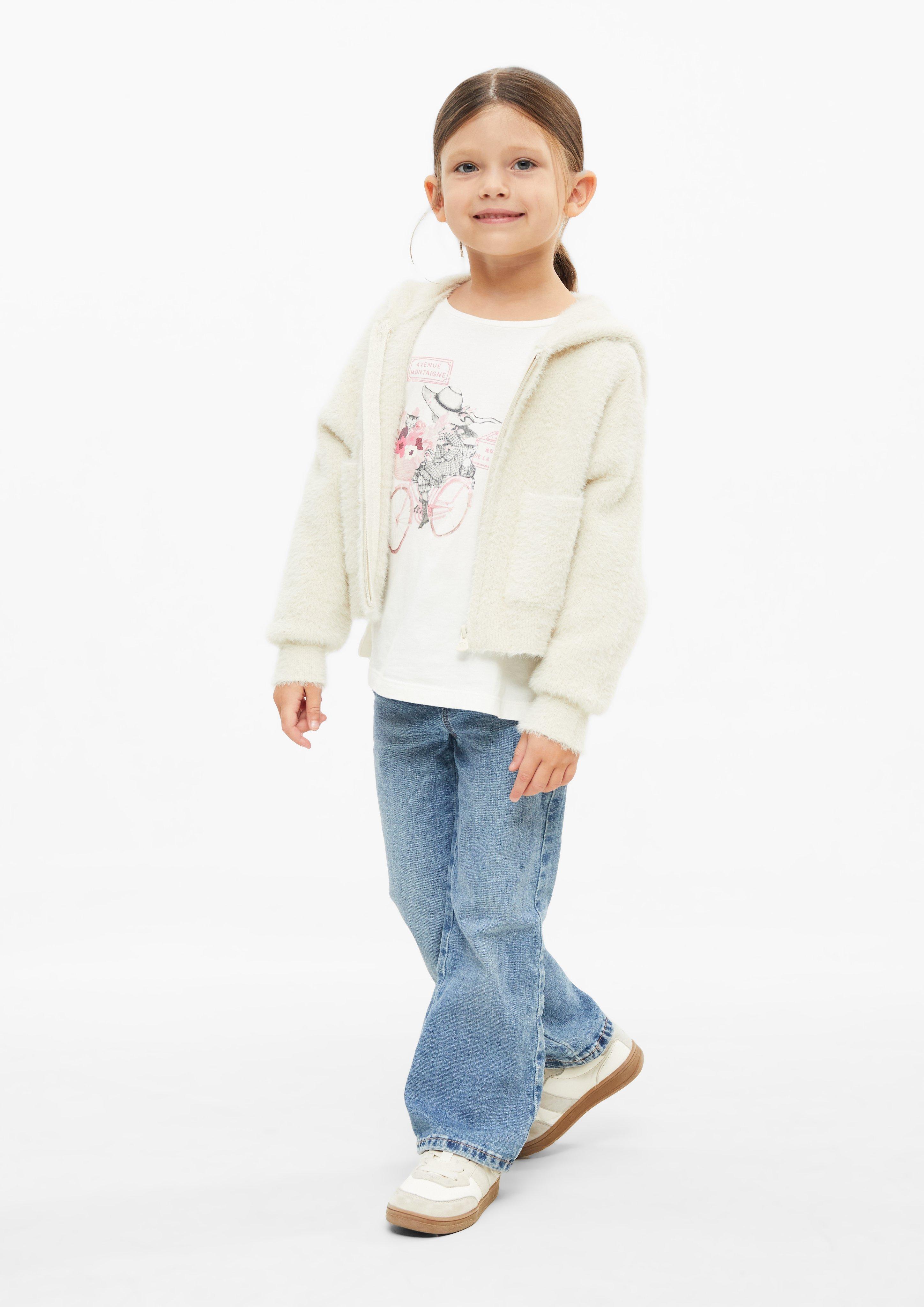 Junior T-shirt met lange mouwen en print in A-lijn in wit van s.Oliver