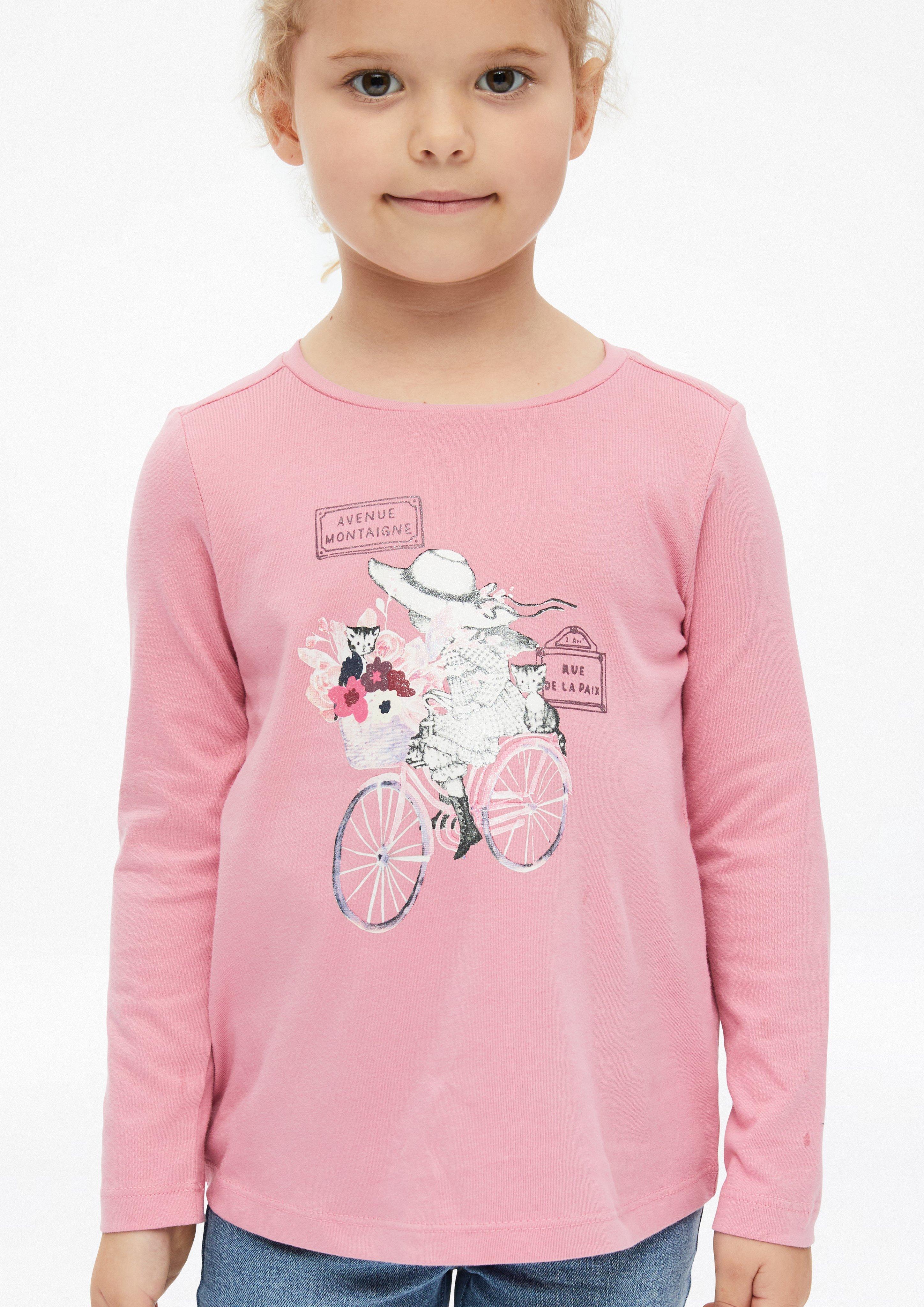 Kids Long-Sleeve T-Shirt with Artwork in an A-Shape in pink by s.Oliver