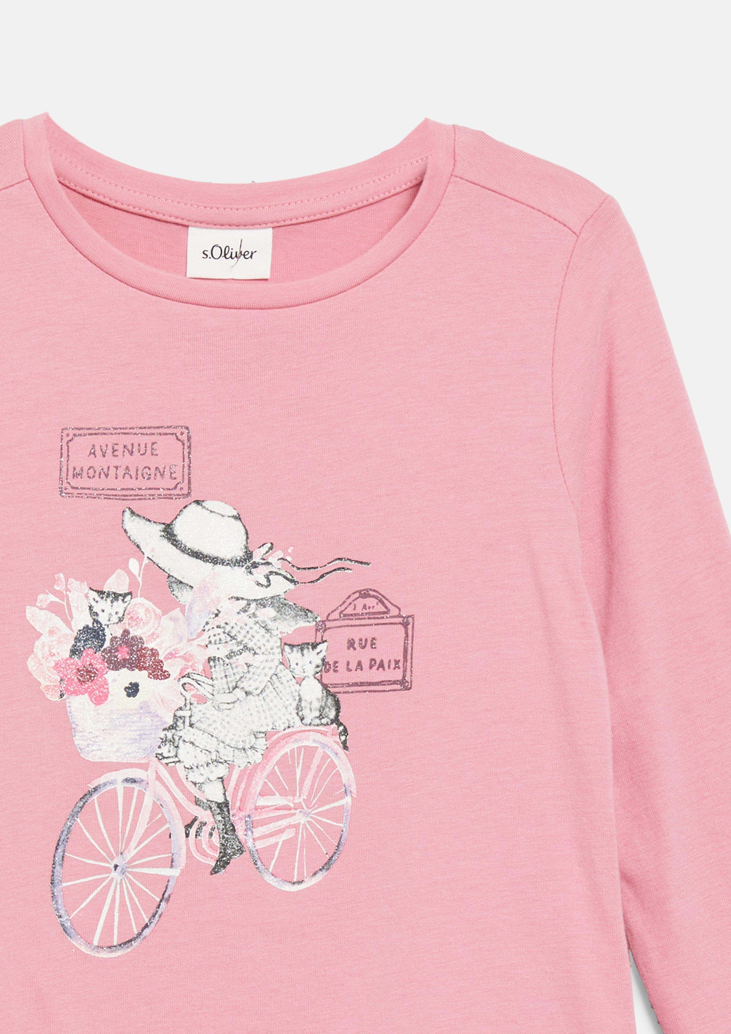Kids Long-Sleeve T-Shirt with Artwork in an A-Shape in pink by s.Oliver