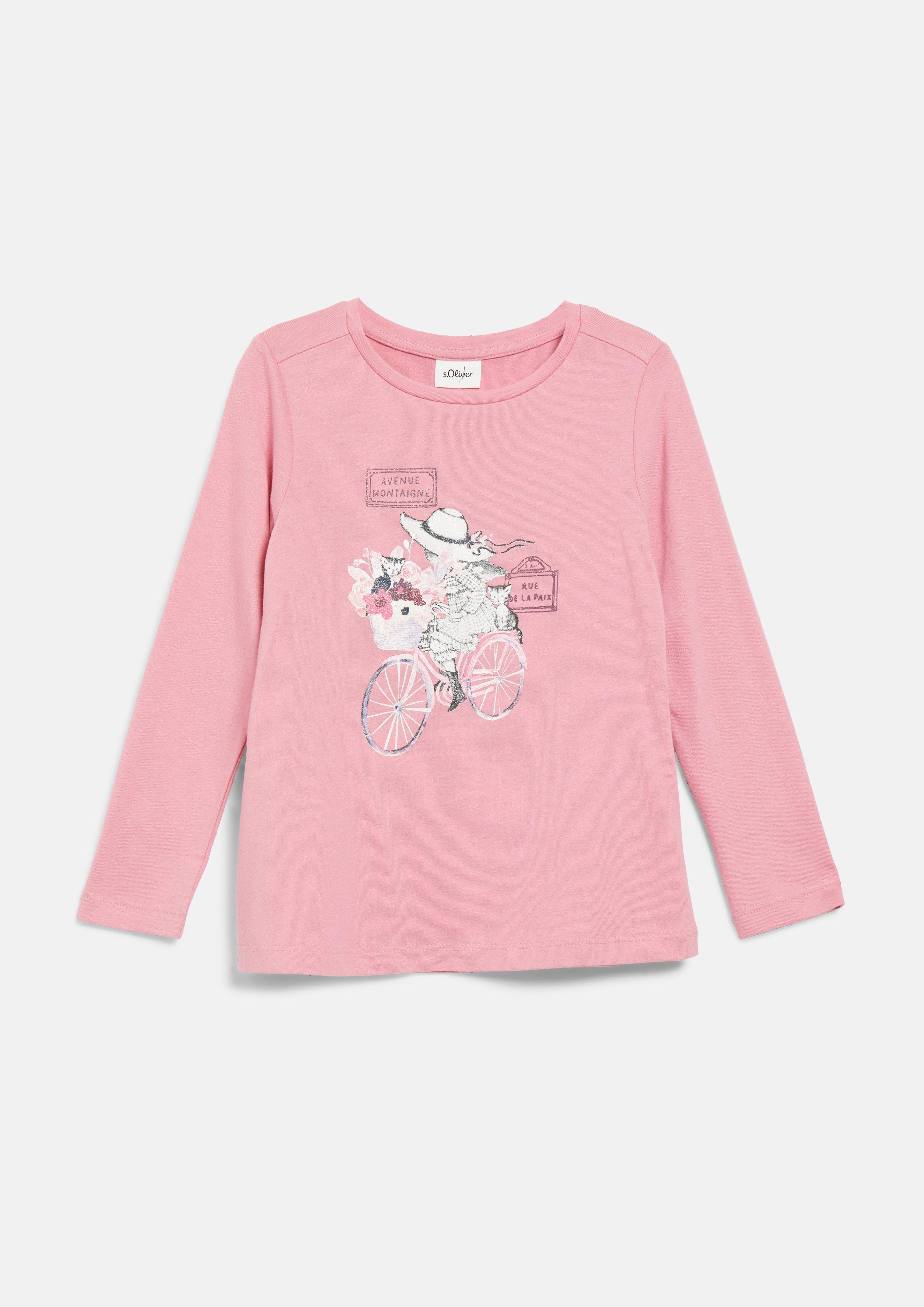 Kids Long-Sleeve T-Shirt with Artwork in an A-Shape in pink by s.Oliver