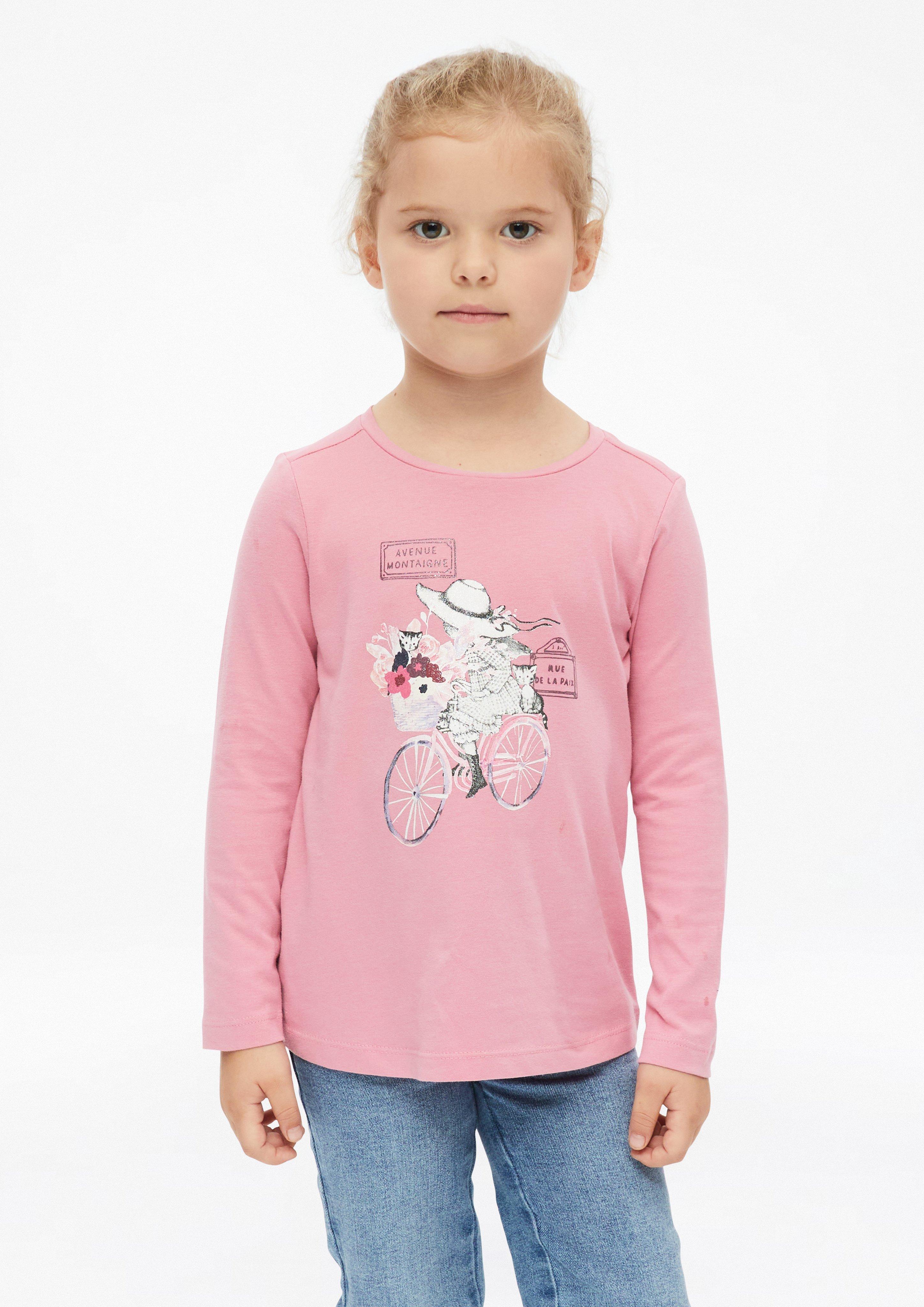Long-Sleeve T-Shirt with Artwork in an A-Shape in rose by s.Oliver