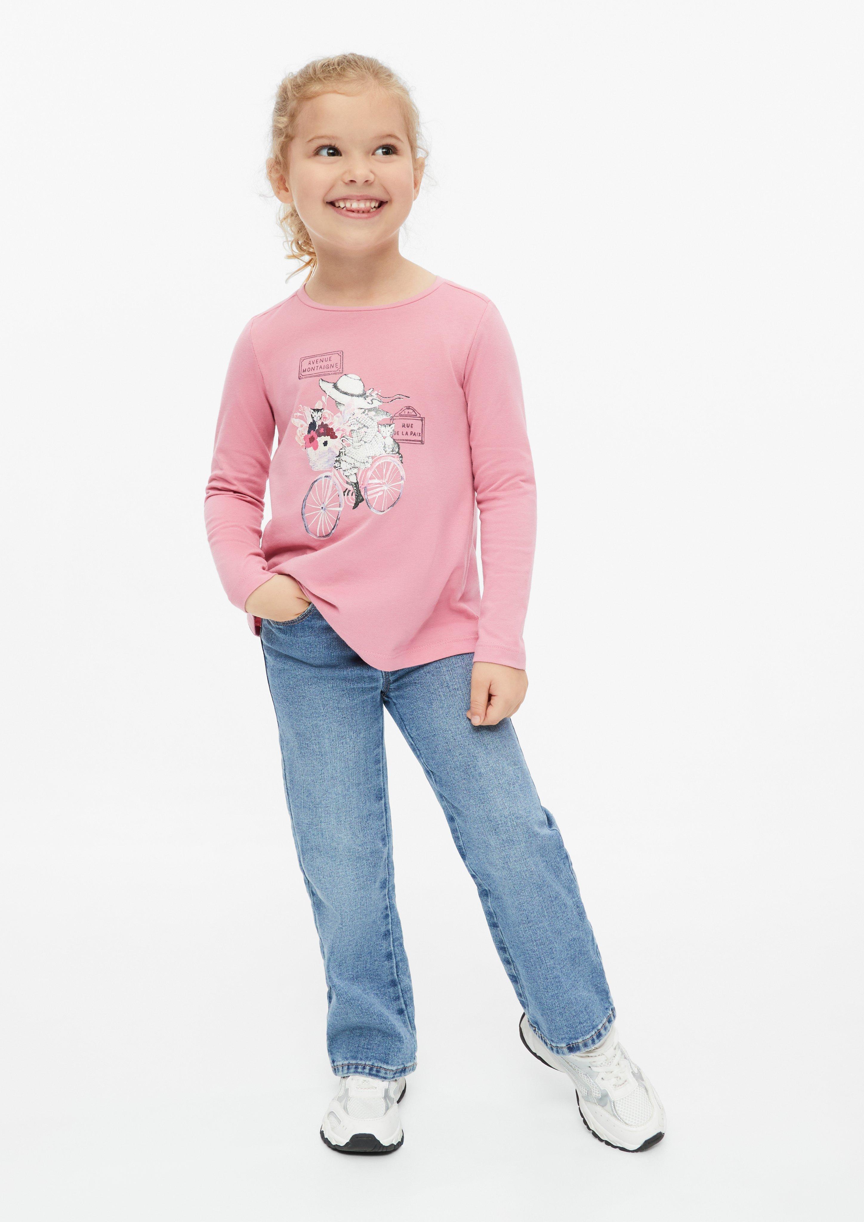 Kids Long-Sleeve T-Shirt with Artwork in an A-Shape in pink by s.Oliver