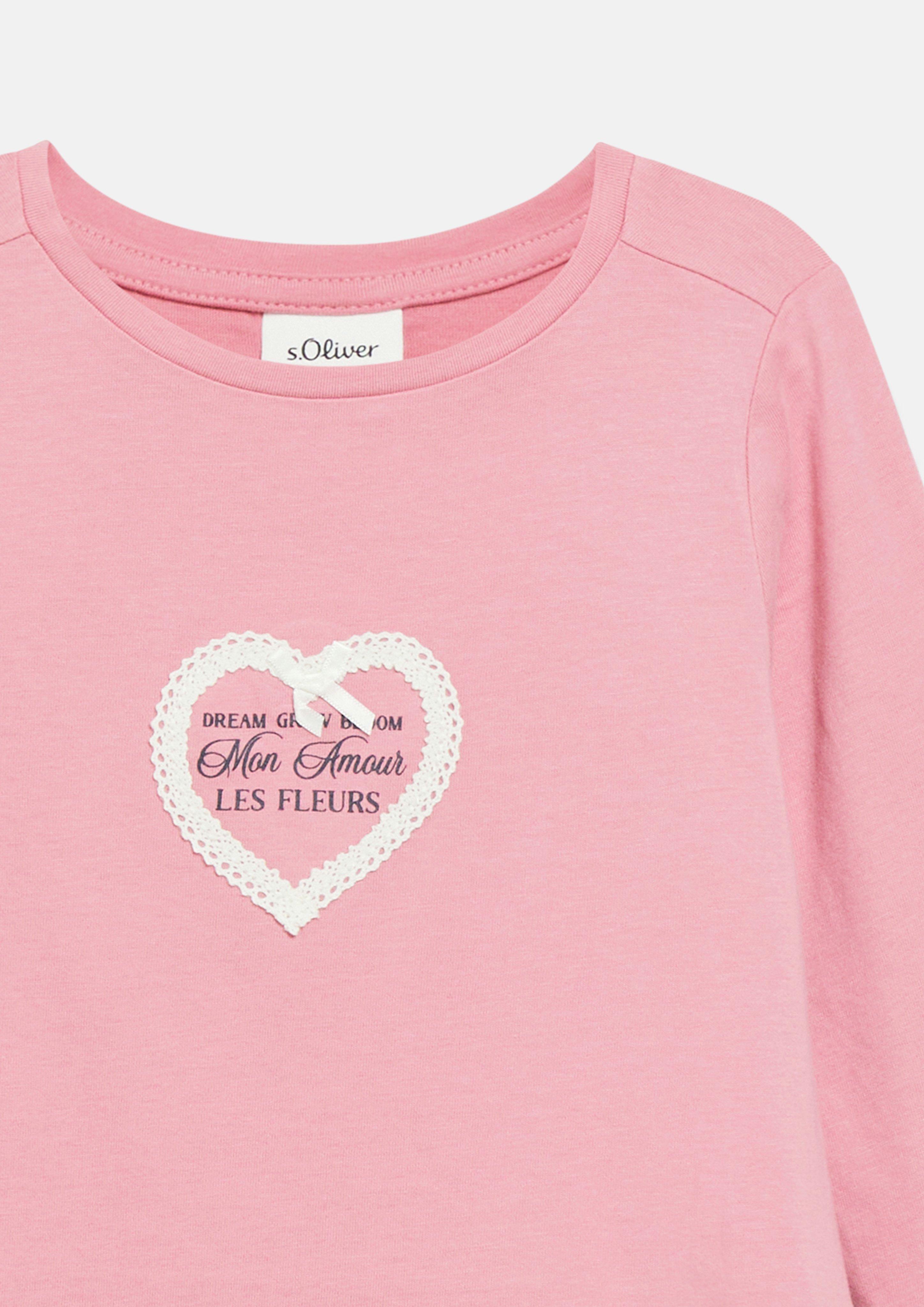 Junior T-shirt à manches longues avec motif, coupe trapèze en rose de s.Oliver