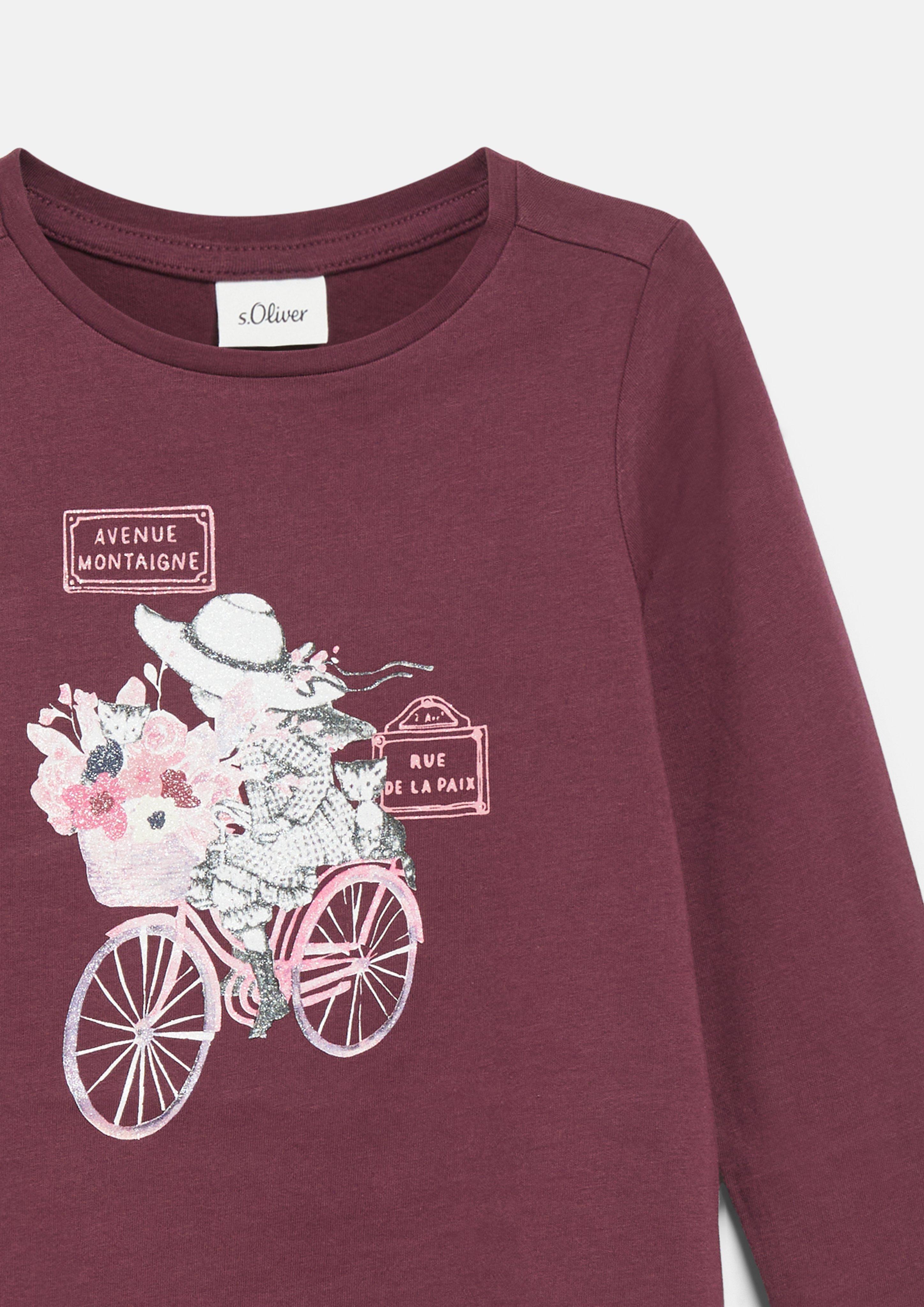 Junior T-shirt à manches longues avec motif, coupe trapèze en rouge de s.Oliver
