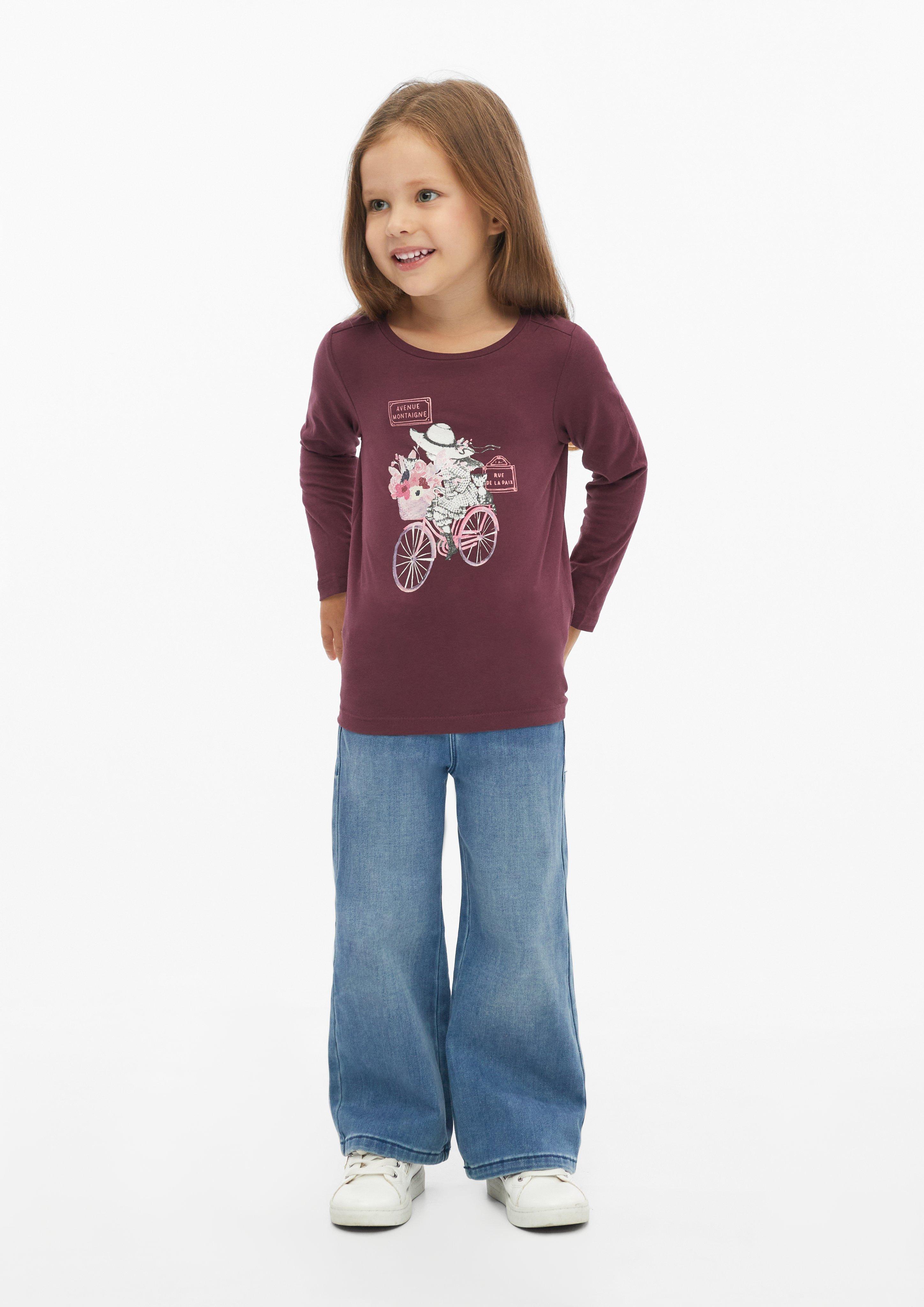 Kids Long-Sleeve T-Shirt with Artwork in an A-Shape in red by s.Oliver