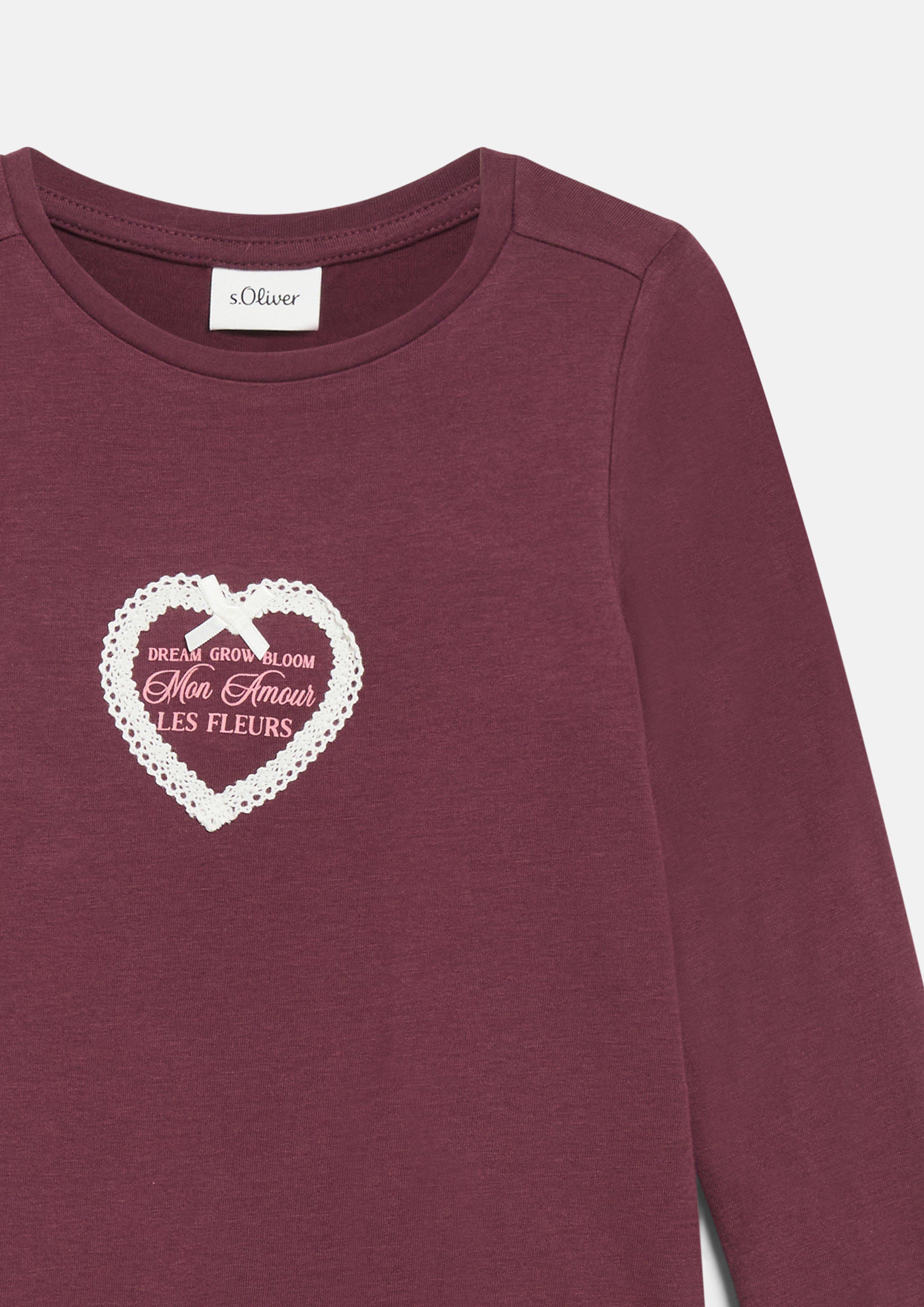 Junior T-shirt à manches longues avec motif, coupe trapèze en rouge de s.Oliver