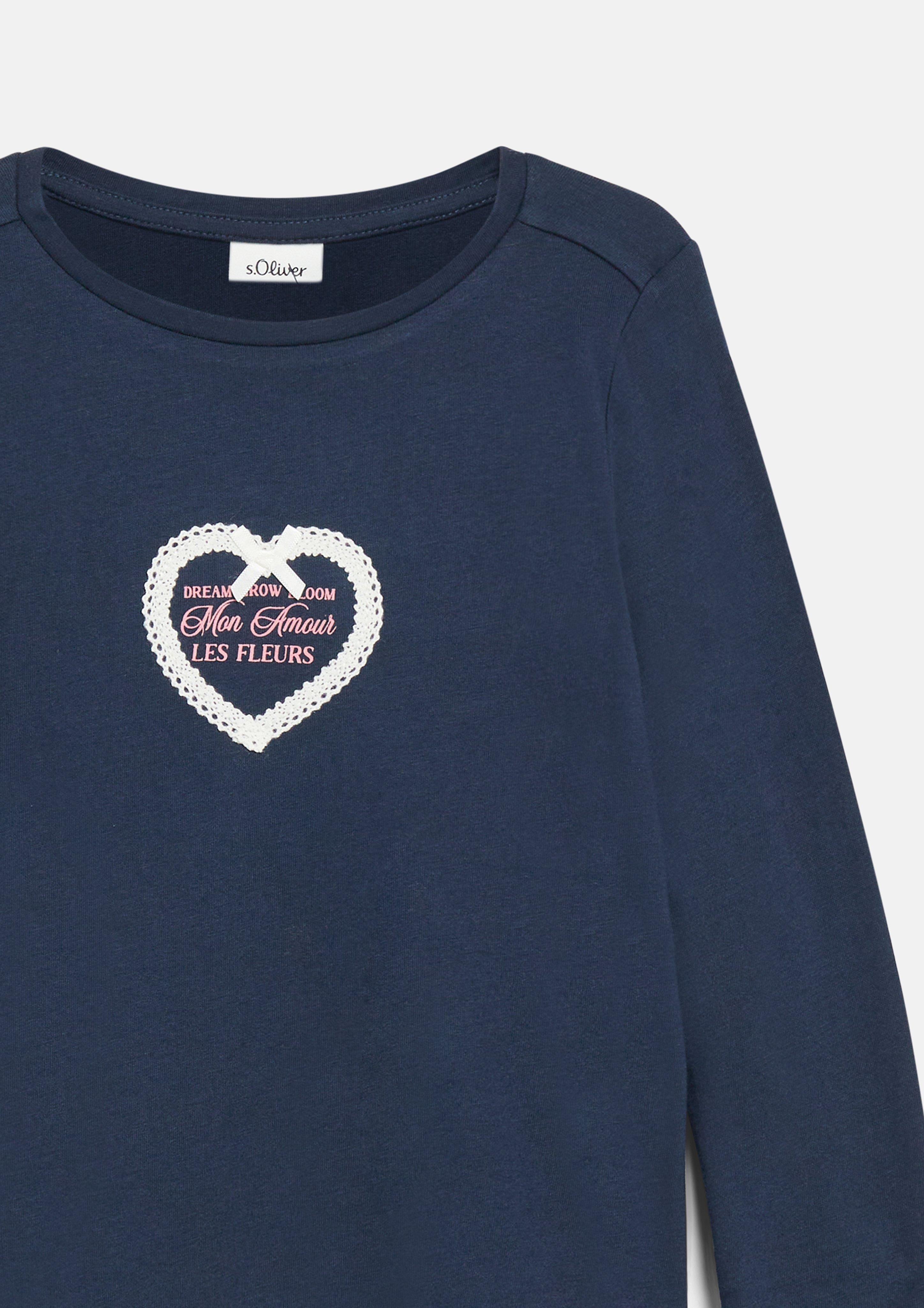 Junior T-shirt à manches longues avec motif, coupe trapèze en bleu de s.Oliver
