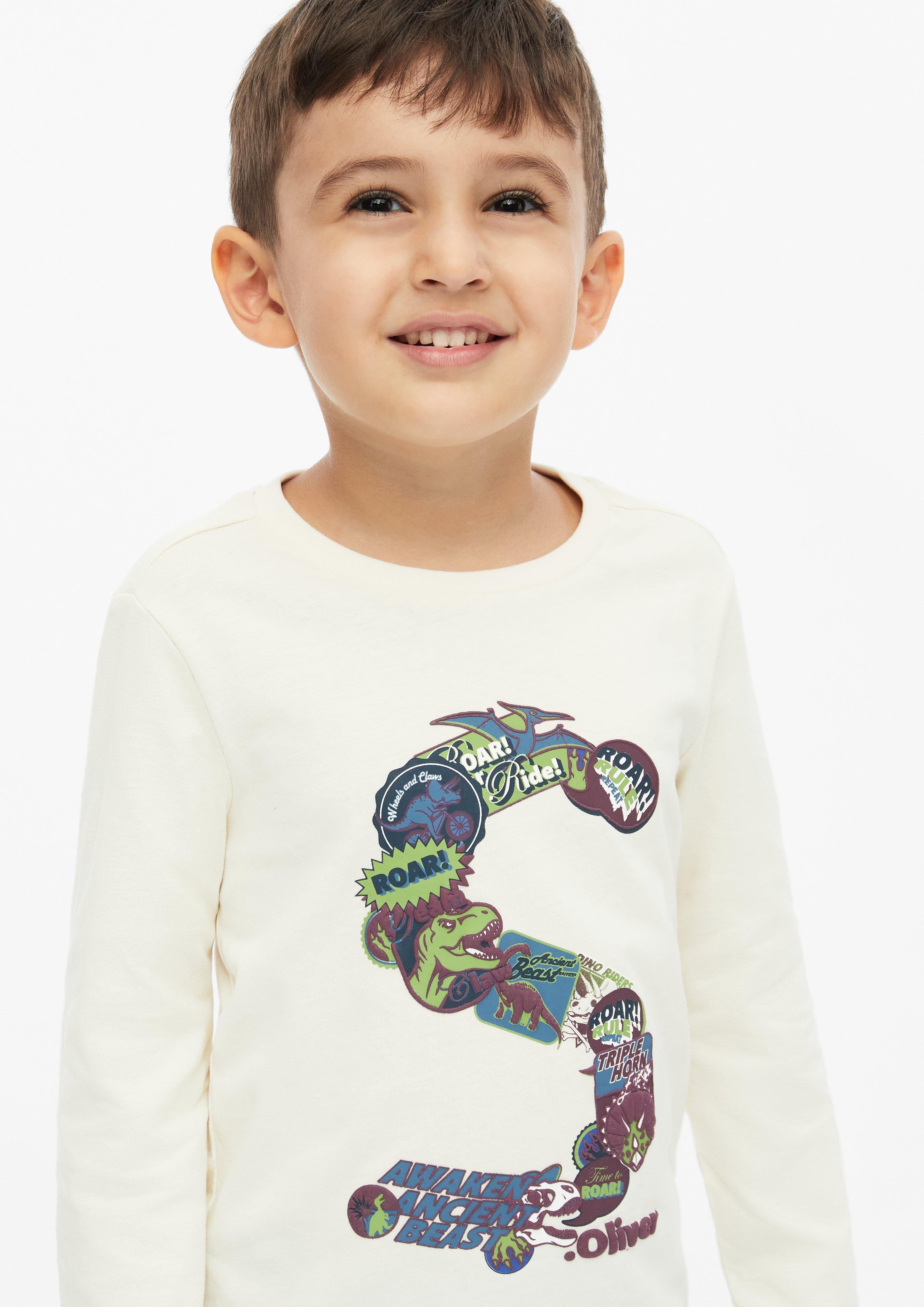 Junior T-shirt à manches longues imprimé en crème de s.Oliver