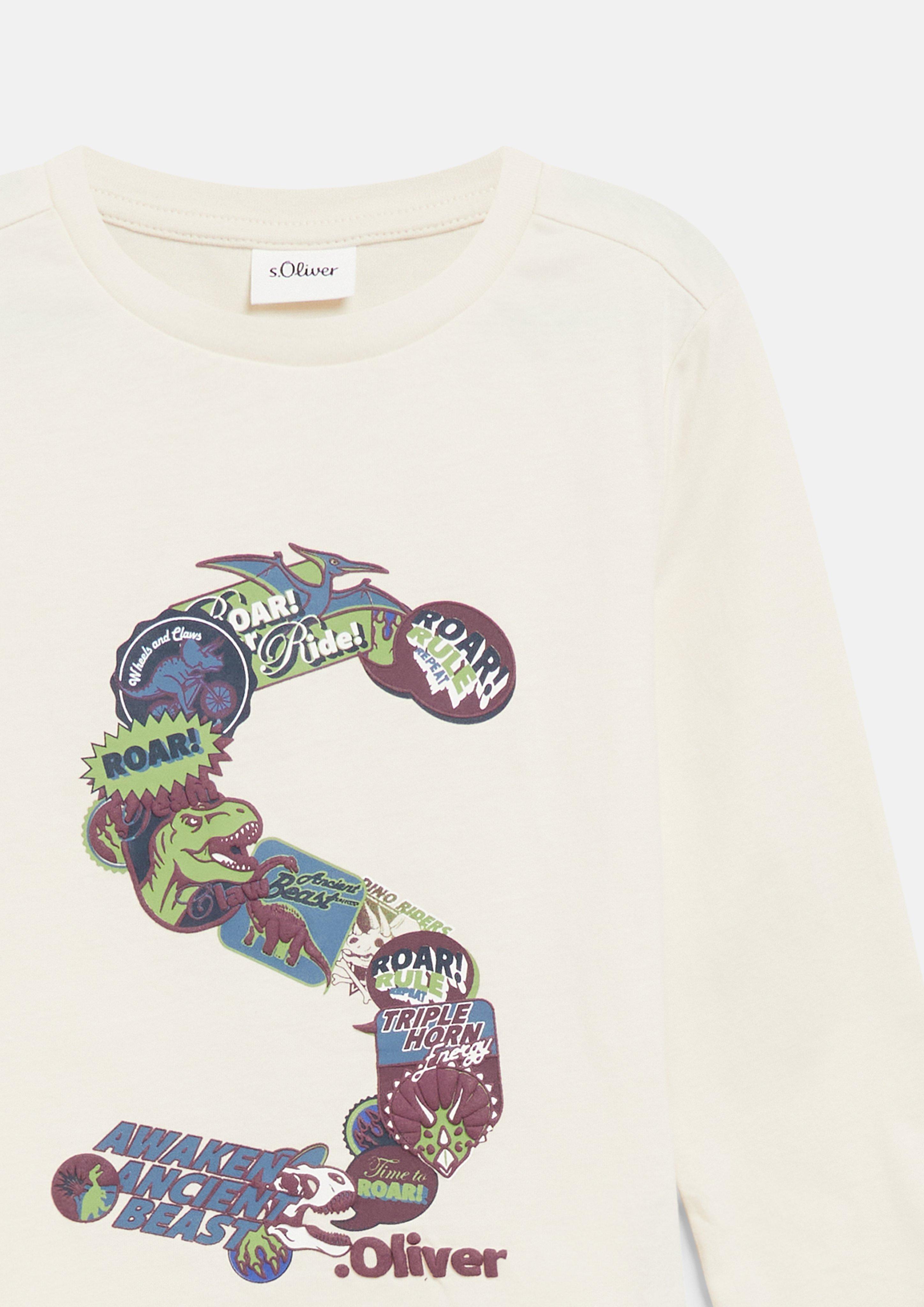 Junior T-shirt à manches longues imprimé en crème de s.Oliver
