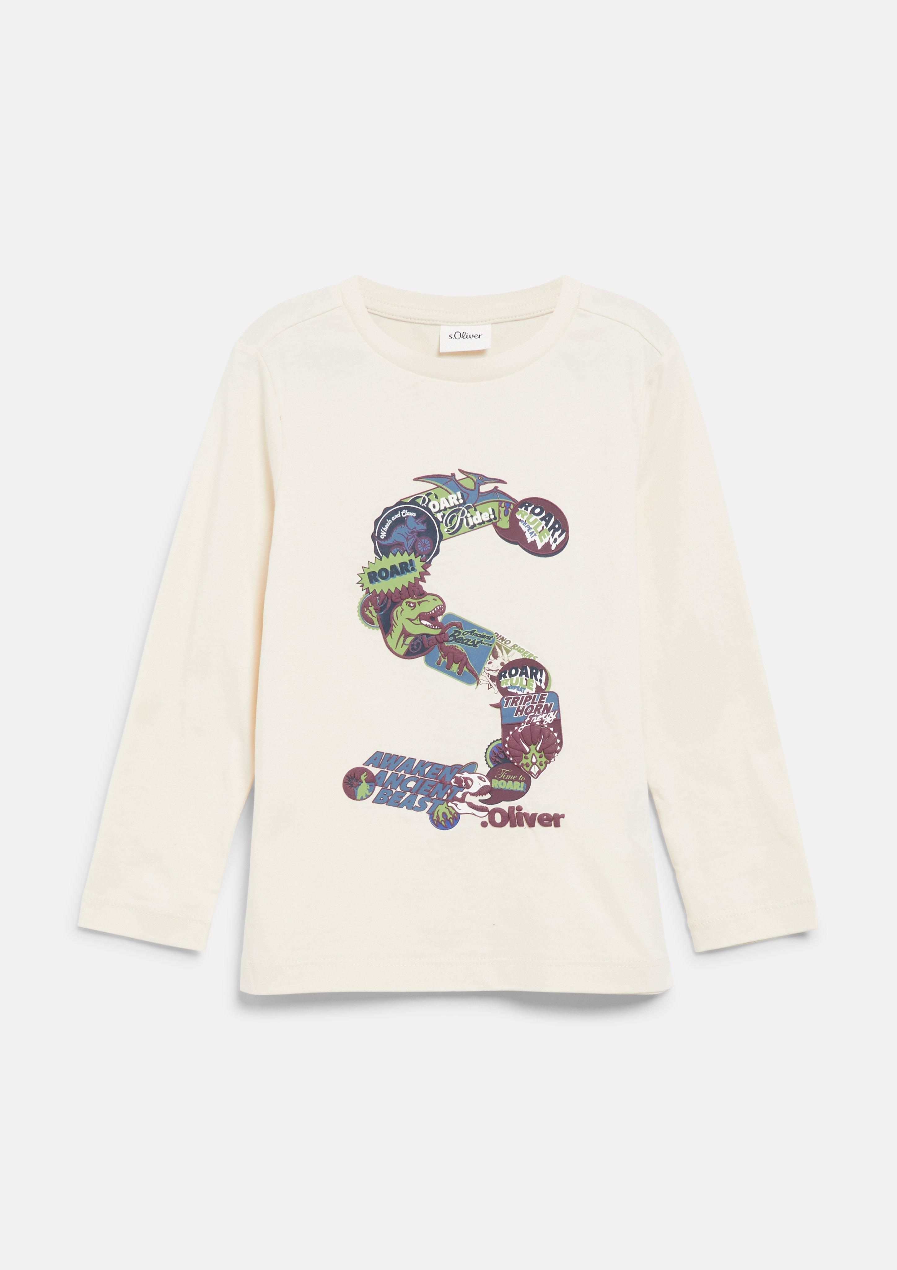 Junior T-shirt met lange mouwen en print in crème van s.Oliver