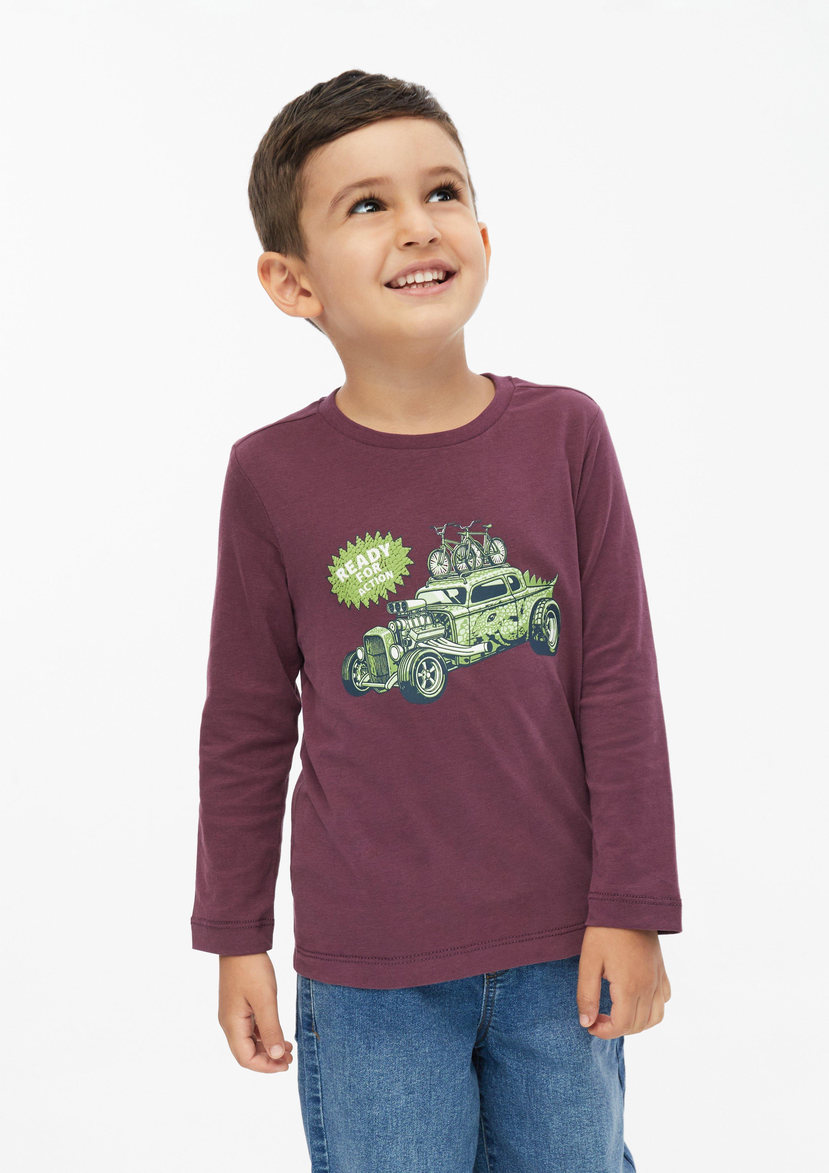 Langarmshirt mit Print in Farbe bordeaux von s.Oliver
