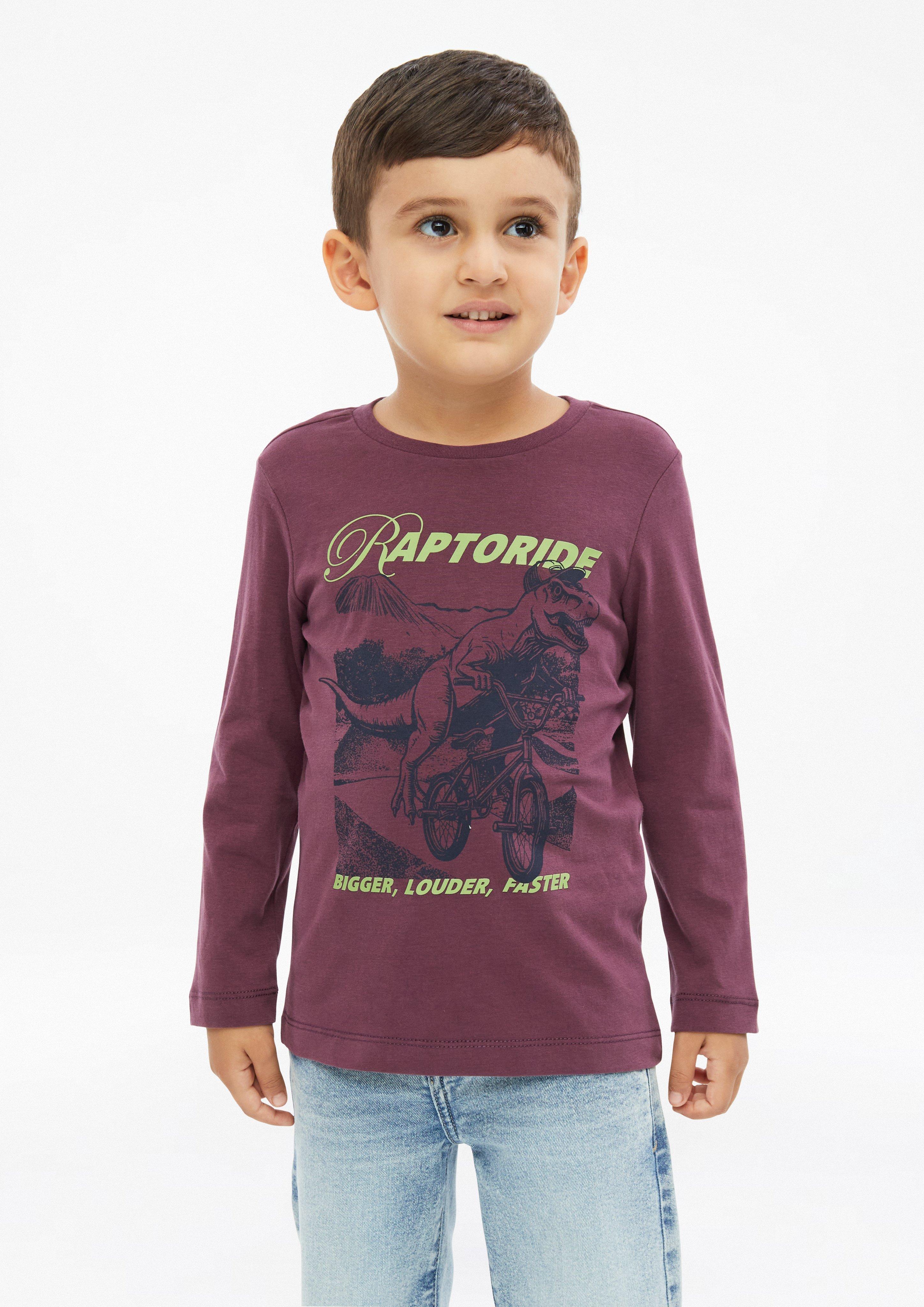 Langarmshirt mit Print in Farbe bordeaux von s.Oliver