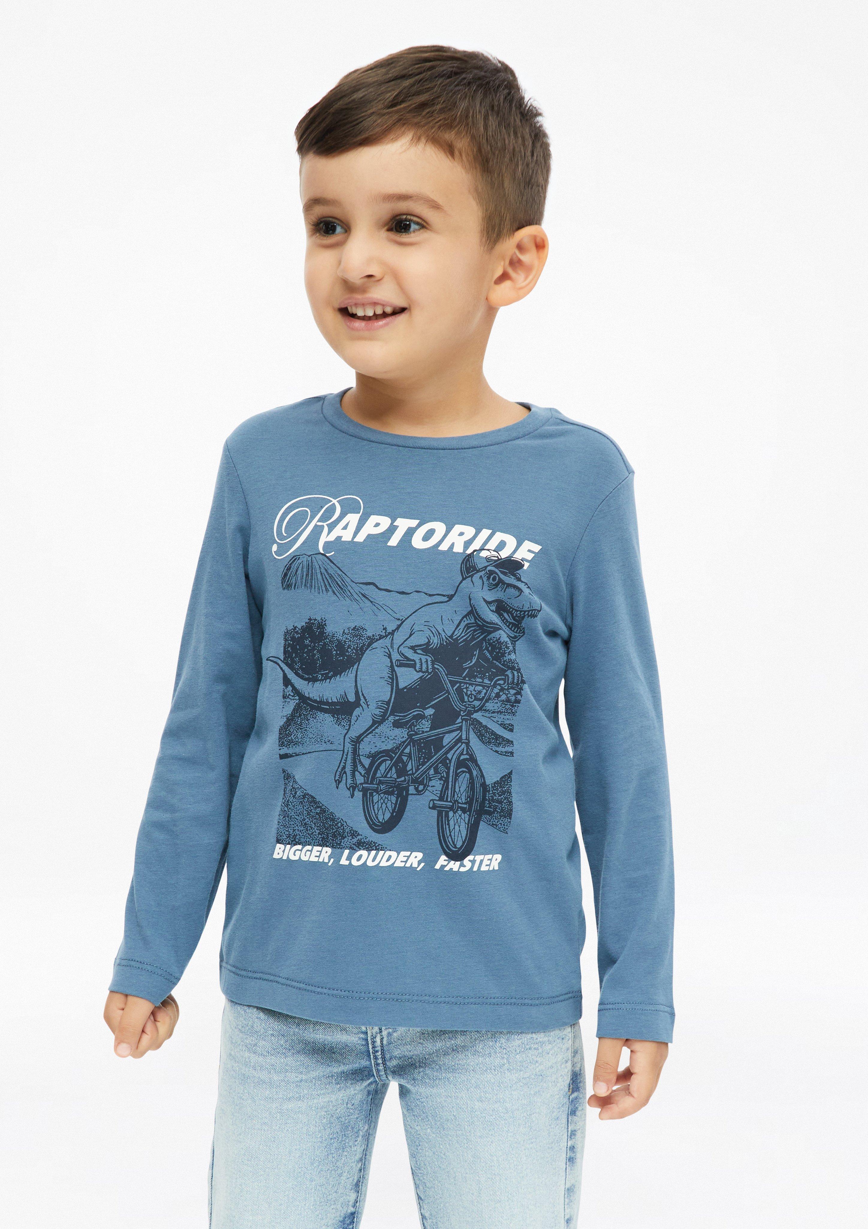 Langarmshirt mit Print in Farbe blau von s.Oliver