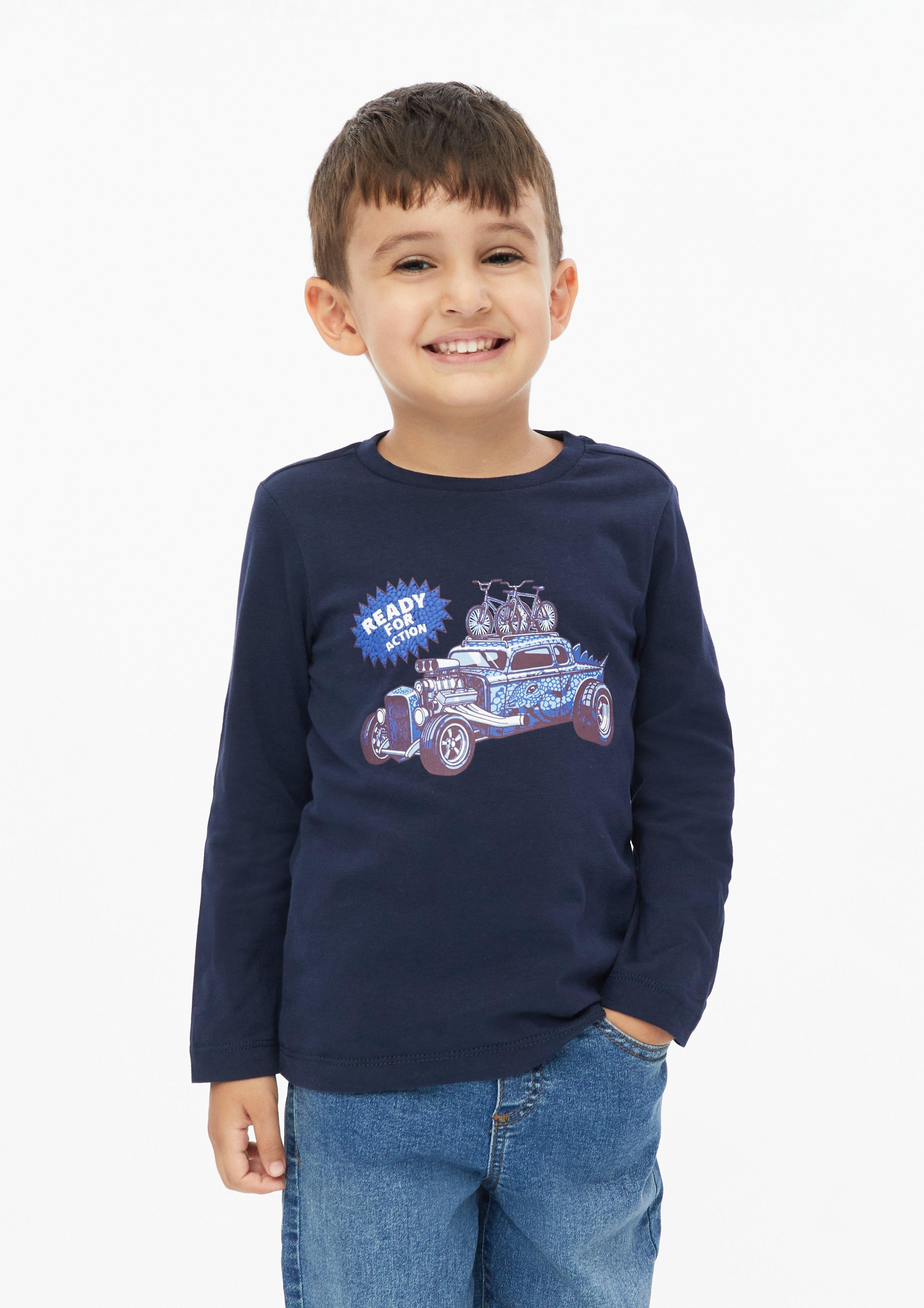 Langarmshirt mit Print in Farbe navy von s.Oliver