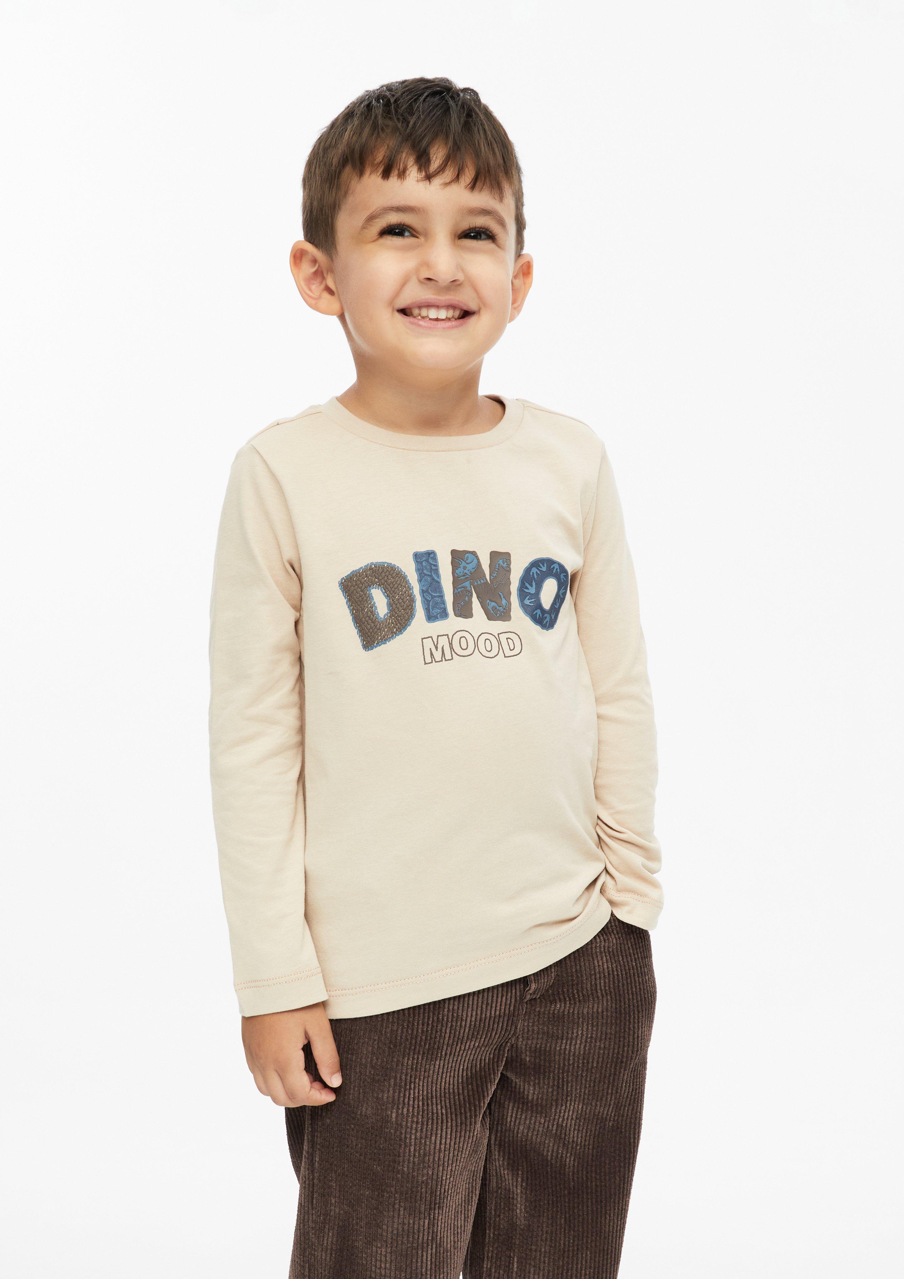Long-Sleeve T-Shirt with Print in beige by s.Oliver