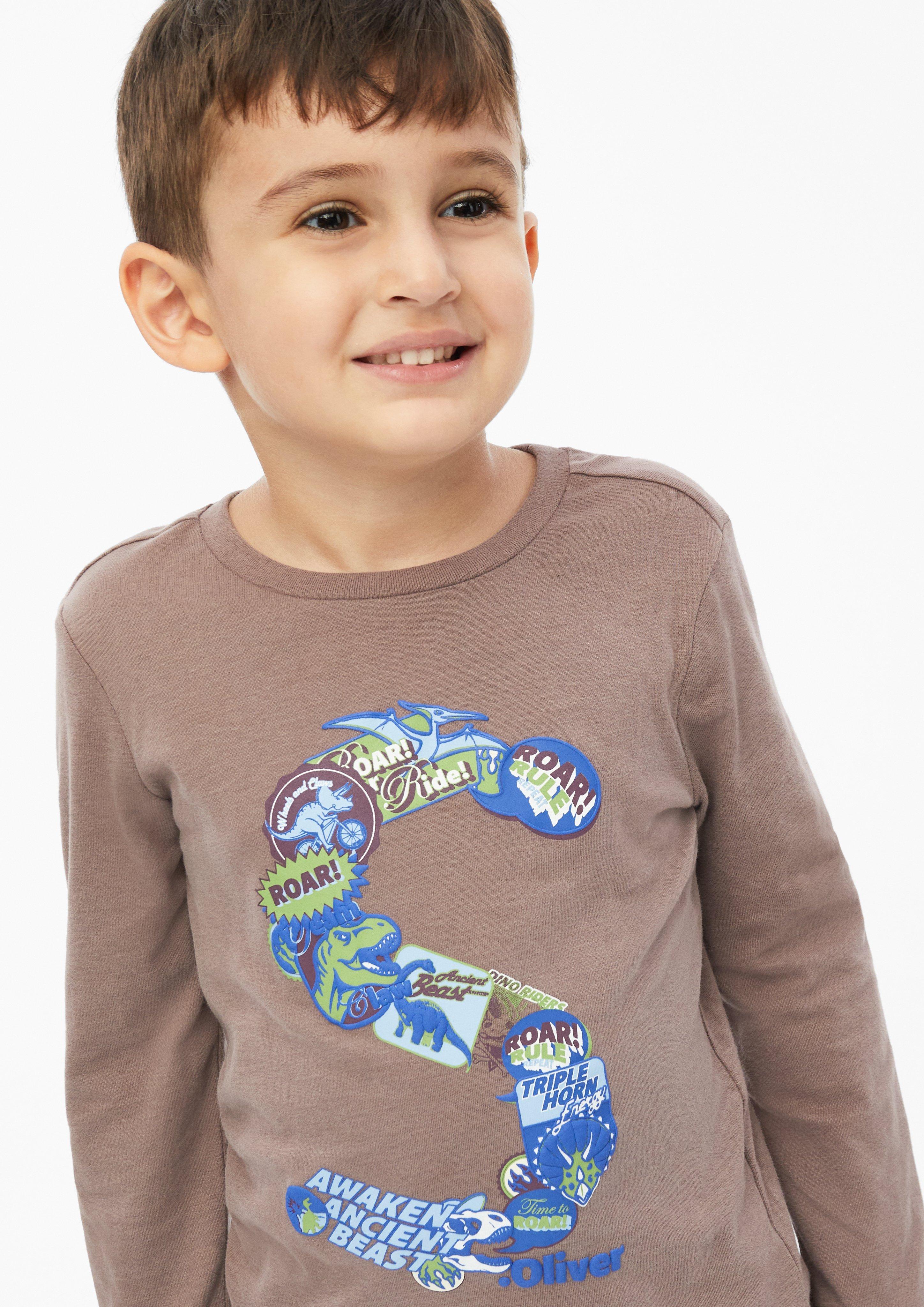 Junior T-shirt à manches longues imprimé en brun de s.Oliver
