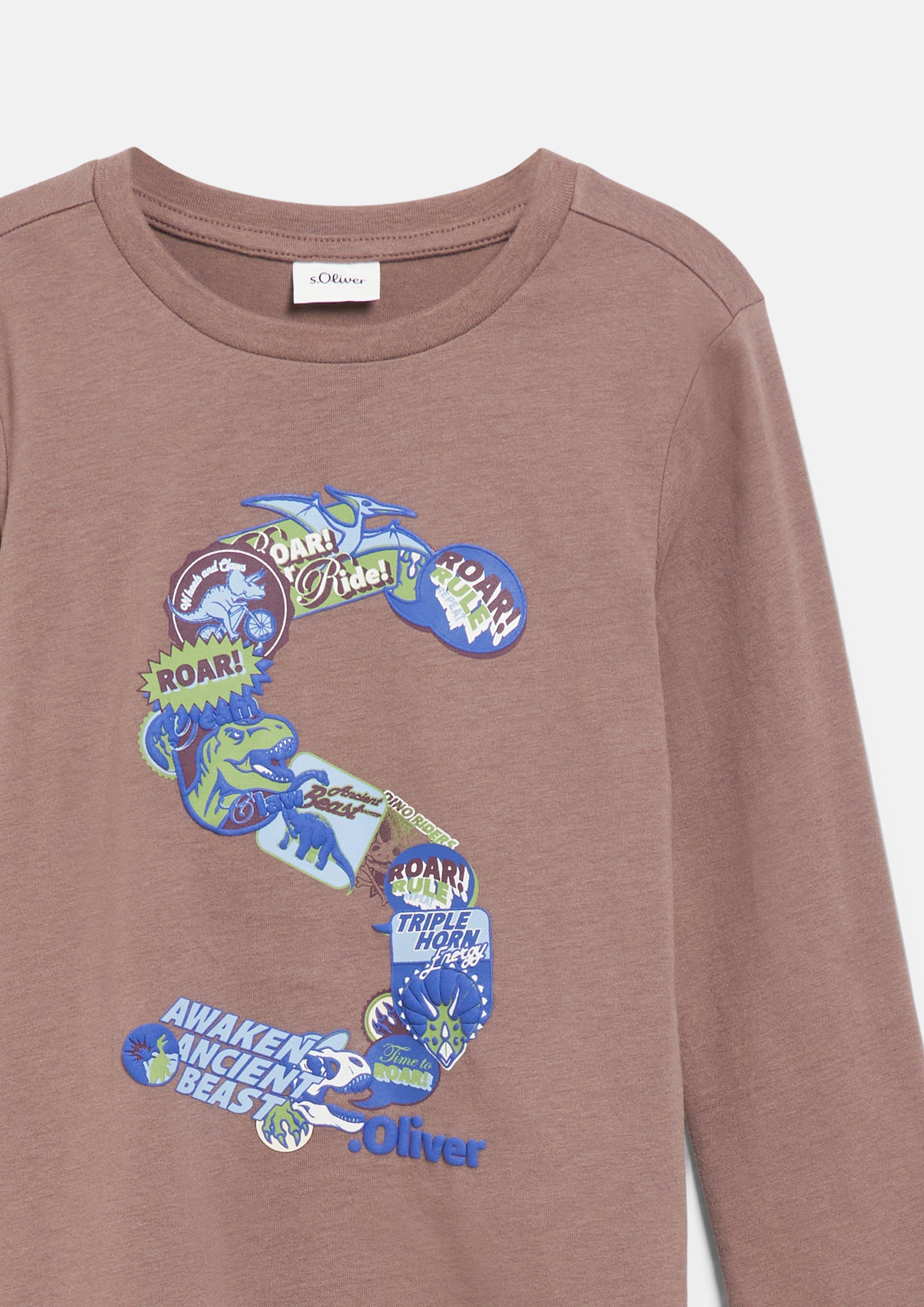 Junior T-shirt à manches longues imprimé en brun de s.Oliver