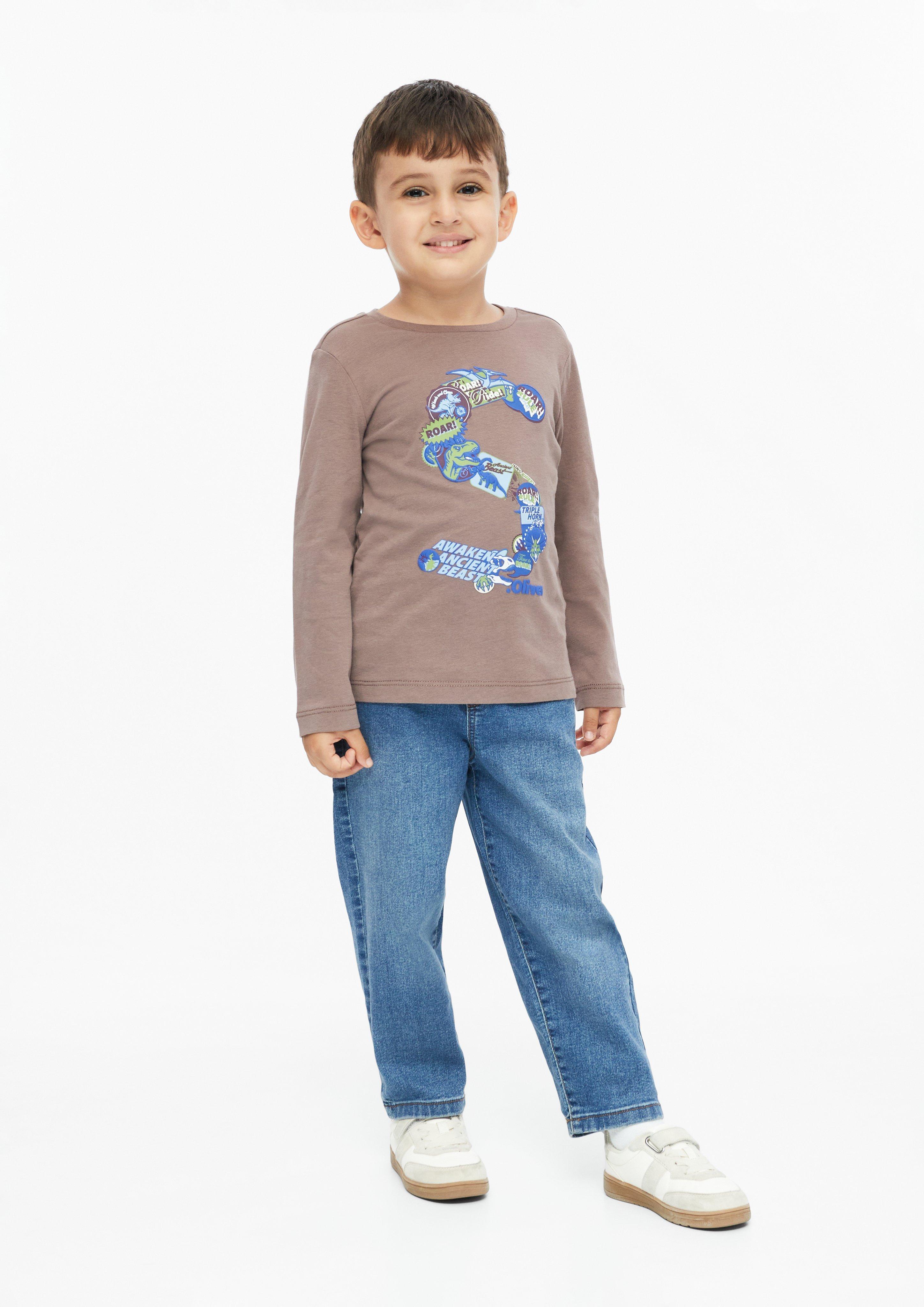 Junior T-shirt à manches longues imprimé en brun de s.Oliver
