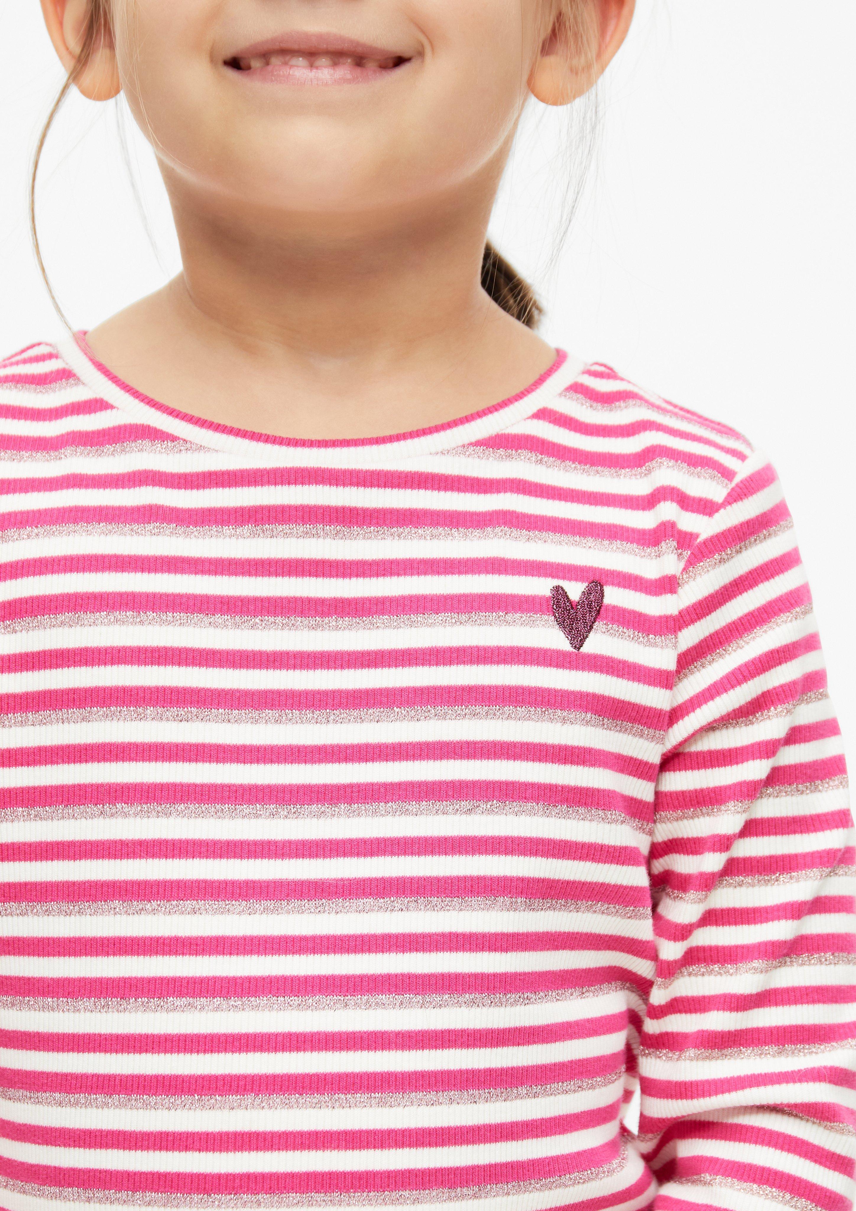 Kinder Langarm-Shirt im Slim Fit mit Stickerei und Glitzergarn in pink von s.Oliver