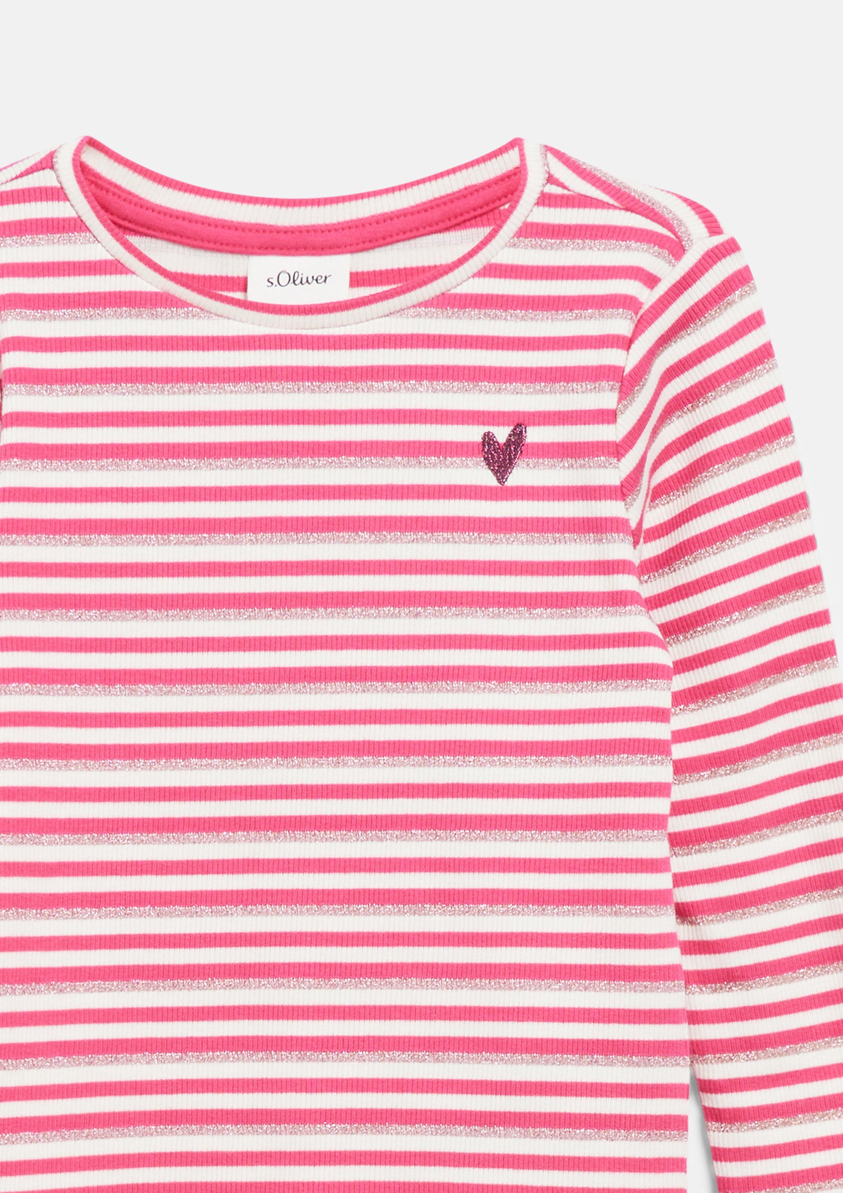 Kinder Langarm-Shirt im Slim Fit mit Stickerei und Glitzergarn in pink von s.Oliver