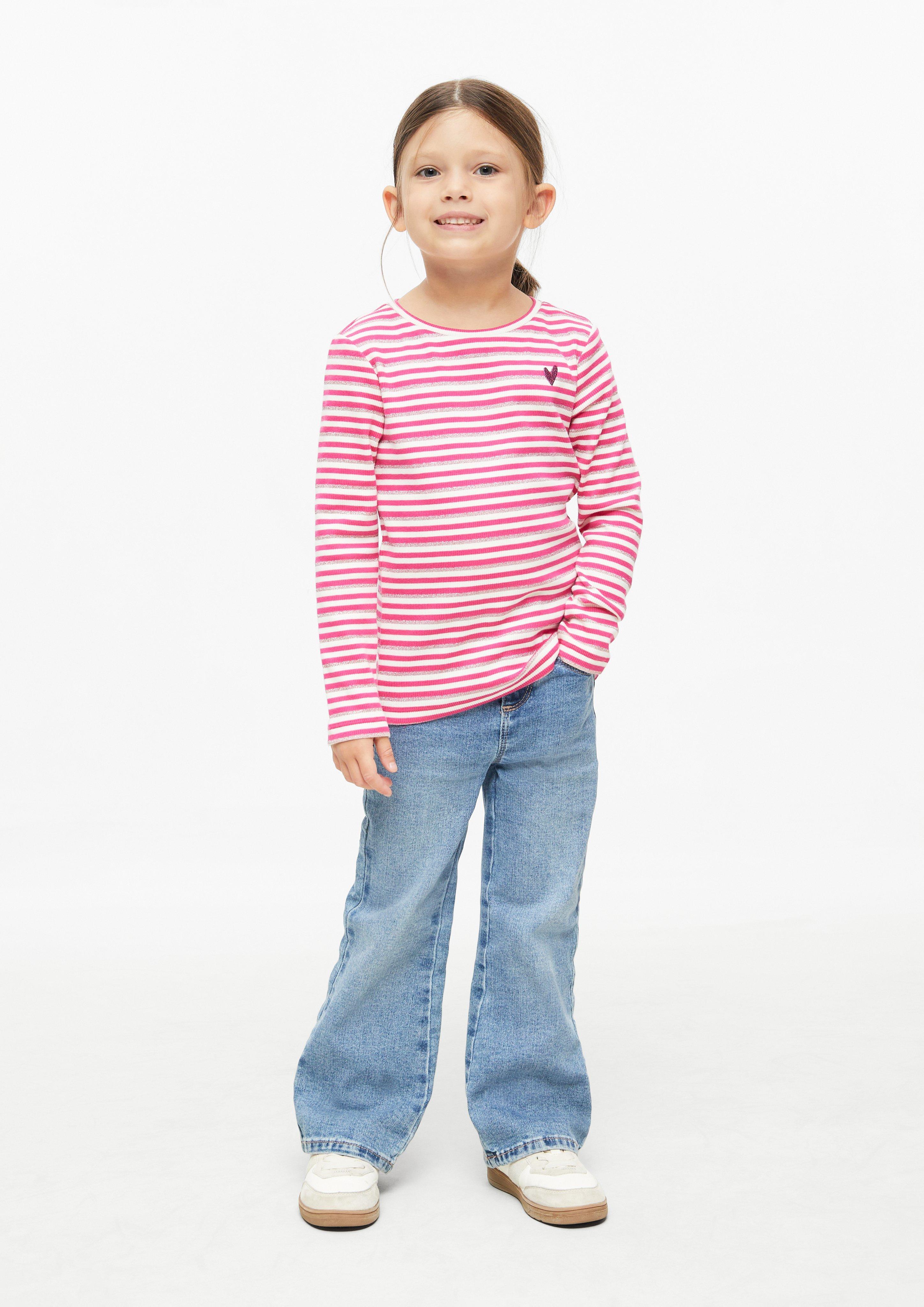 Kinder Langarm-Shirt im Slim Fit mit Stickerei und Glitzergarn in pink von s.Oliver