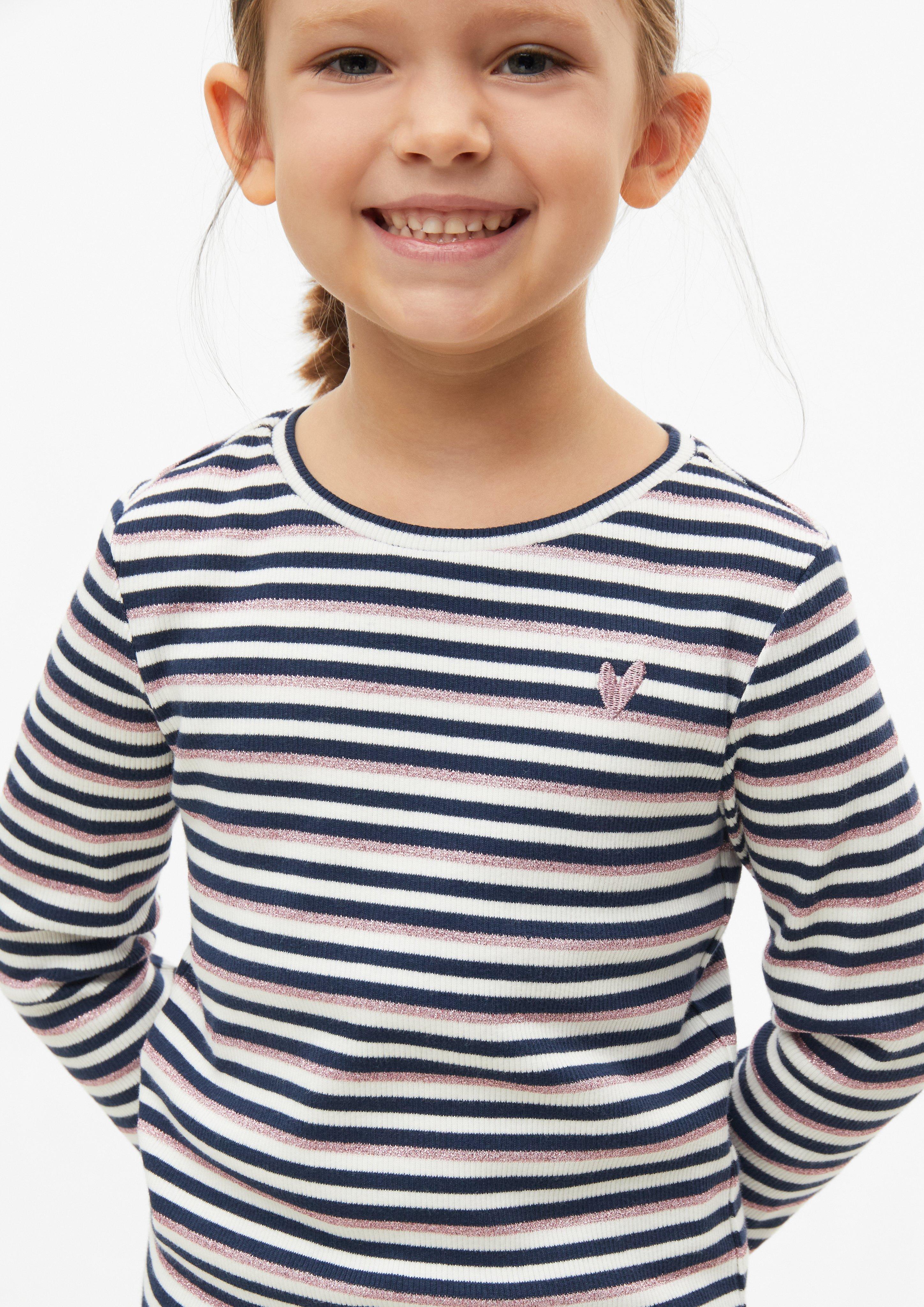 Kinder Langarm-Shirt im Slim Fit mit Stickerei und Glitzergarn in blau von s.Oliver