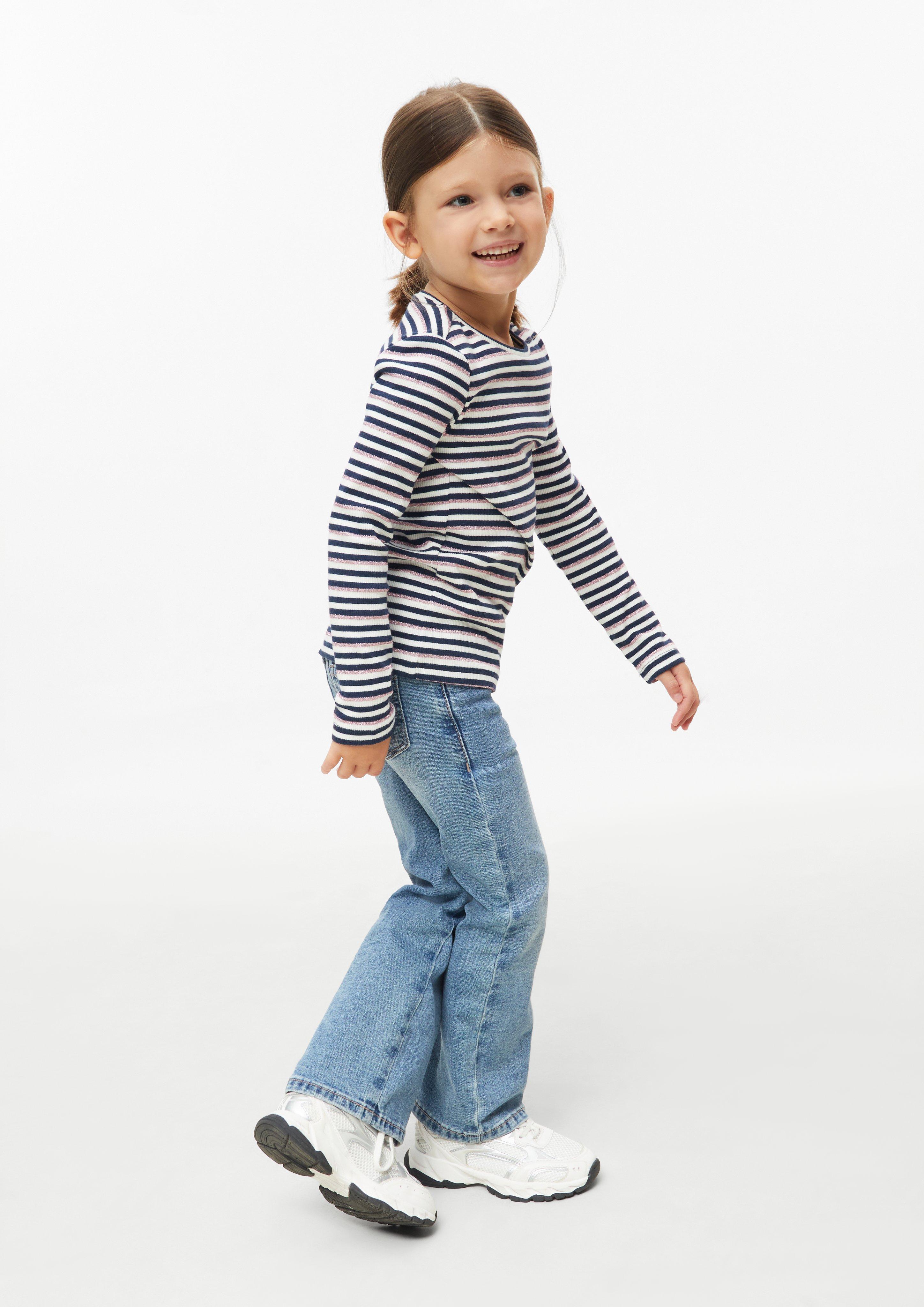 Kinder Langarm-Shirt im Slim Fit mit Stickerei und Glitzergarn in blau von s.Oliver